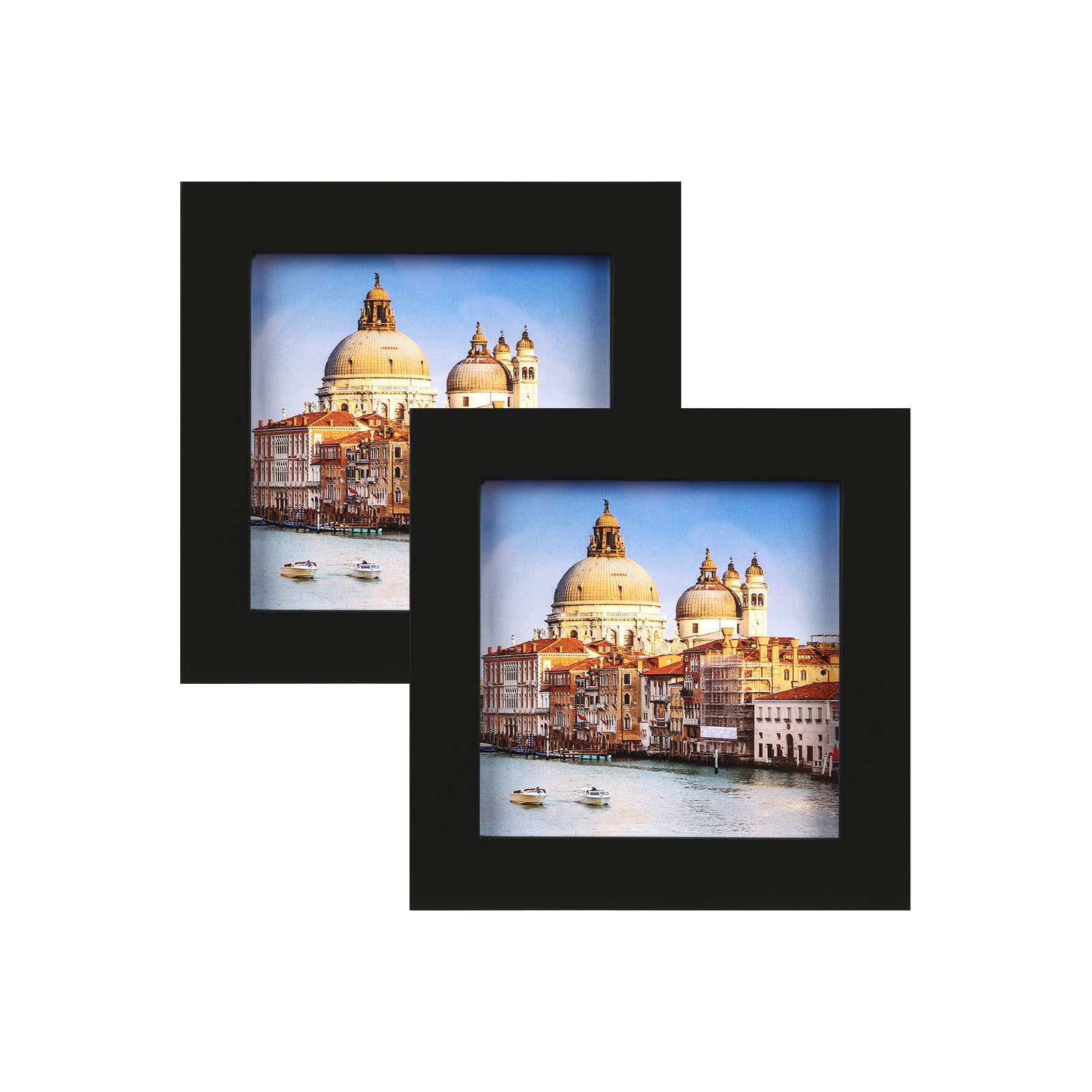 wyooxoo 4x4 Picture Frames Set of 2 Solid Wood Photo Frames Colorful Frame with HD Plexiglass, Wall or Tabletop Display, Black