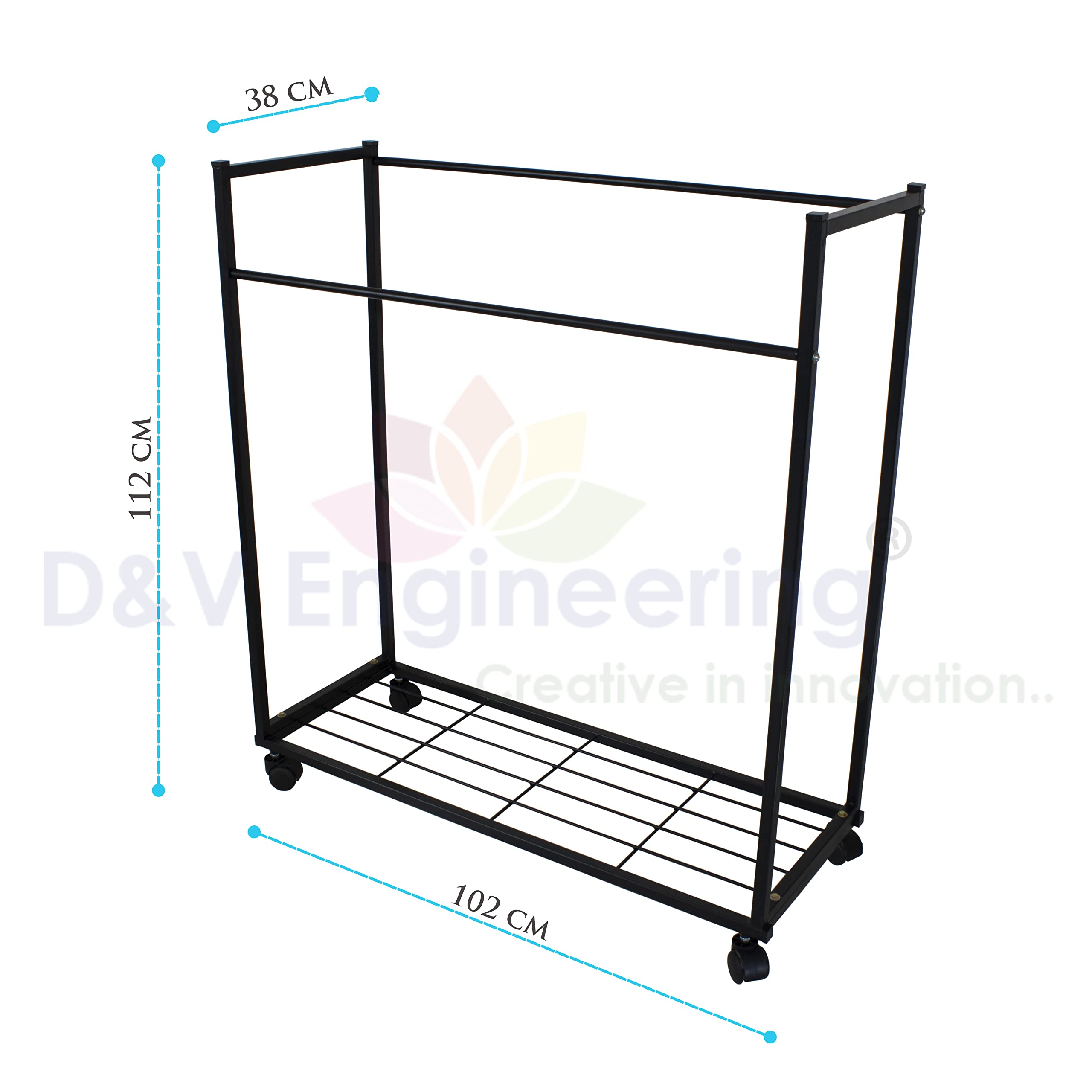 D&V Engineering - Creative In Innovation Heavy Duty Cloth Hanger Rack With Wheel,Garment Rack,Drying Rack For Hanging Cloths For
