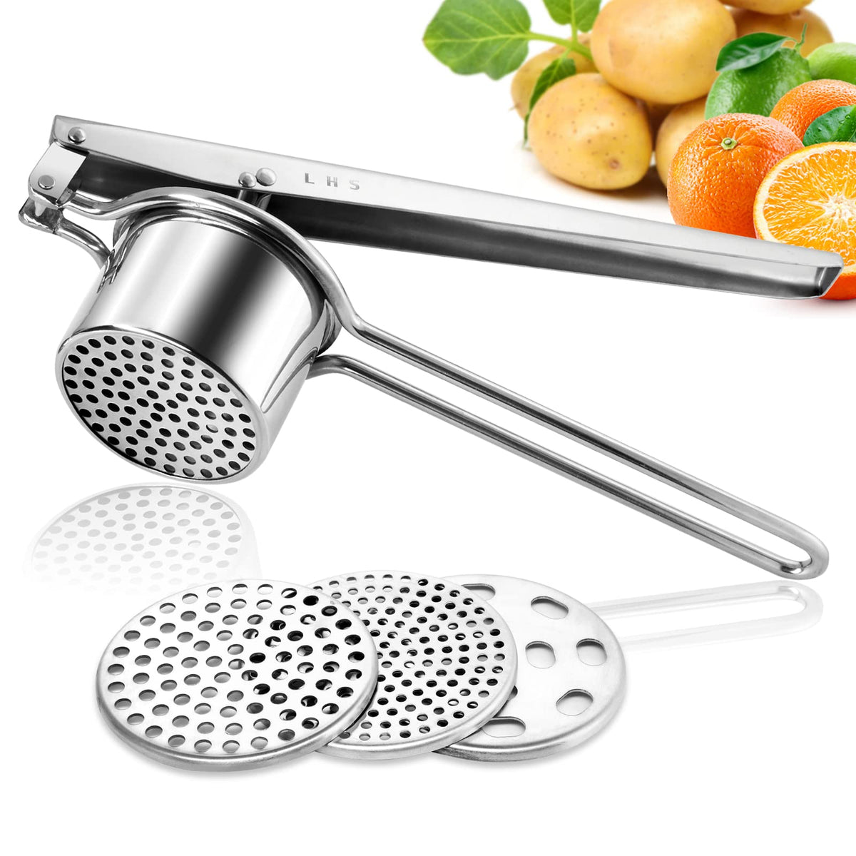 Lhs Potato Ricer And Masher Large Heavy Duty Stainless Steel Manual Masher Ricer Kitchen Tool Food Ricer Press Strainer Great Fo