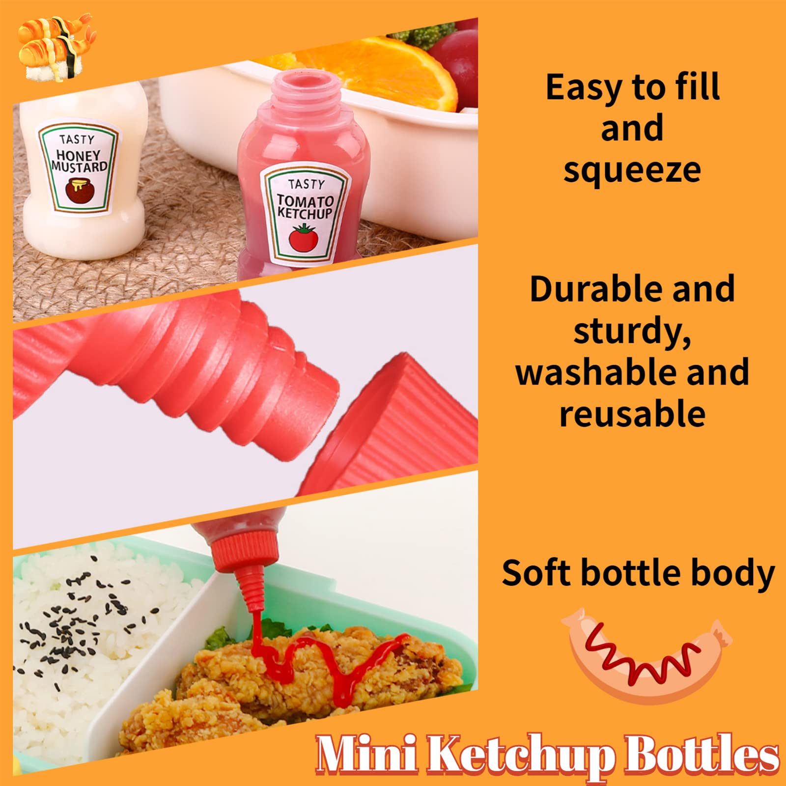 Niurewan 8 Pcs Mini Ketchup Bottles,25Ml Condiment Squeeze Bottle,Plastic Portable Containers Bottle For Adults,Office,Lunchbox,