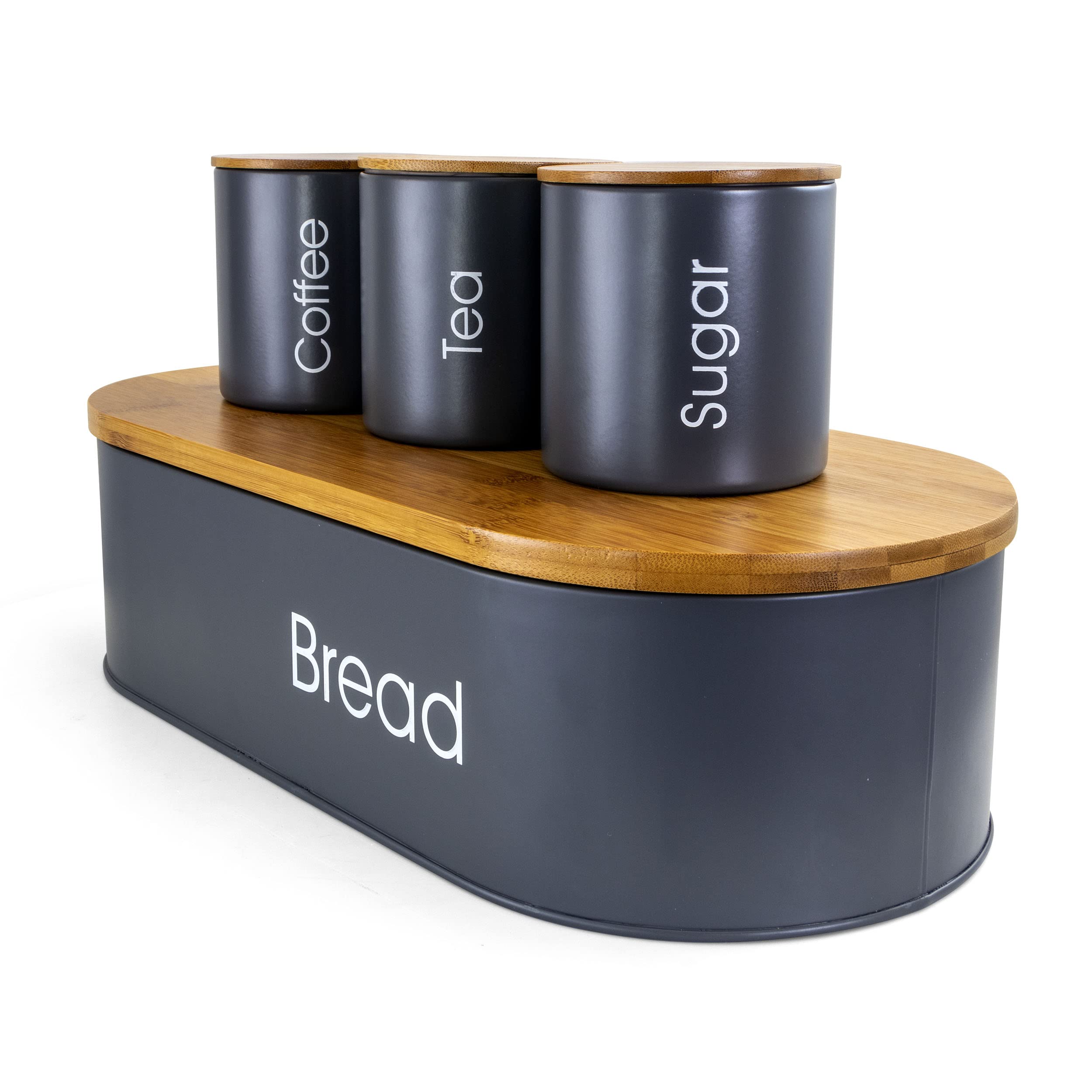 Megachef Charcoal Gray And Bamboo Full Kitchen, 4 Piece Set