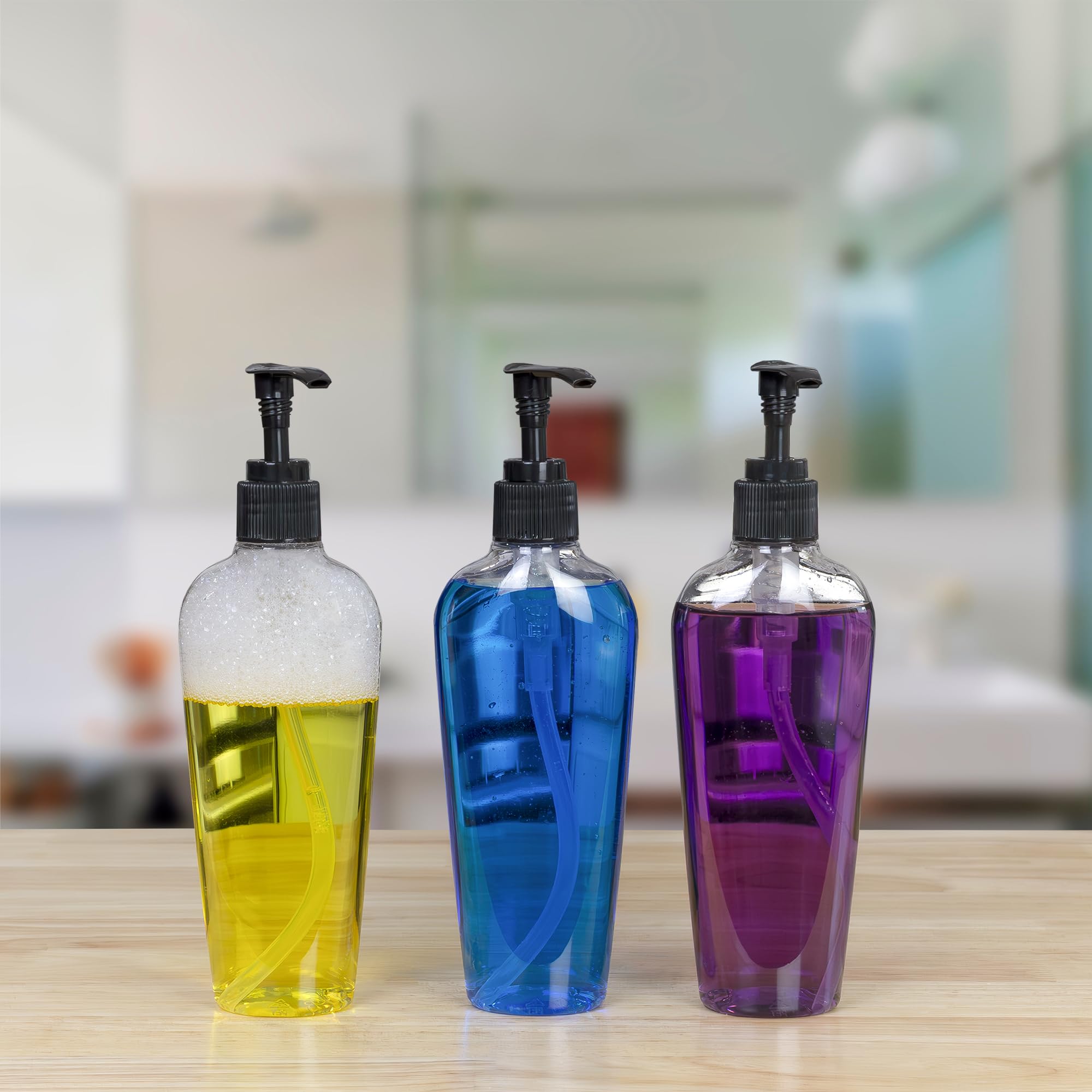 Cornucopia 8-Ounce Clear Oval Plastic Lotion Bottles w/Pump Dispensers (8-Pack) - Ideal for Lotion, Liquid Soap, Baby & Hand Care