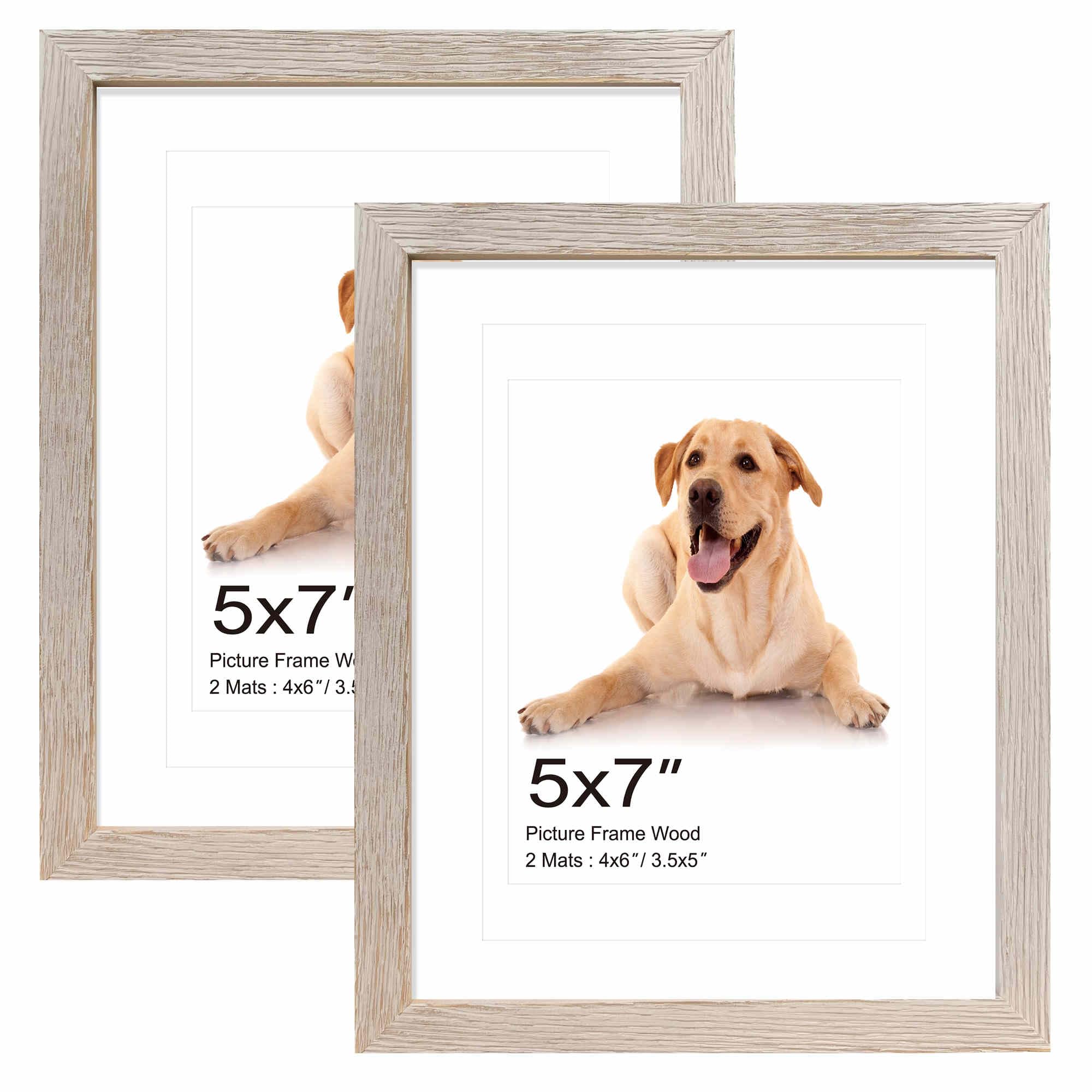 5x7 Hanging Picture Frames,Solid Wood,Not Glass,Display Pictures 3.5x5,4x6 with Mat or 5x7 Without Mat,Stable Sturdy Picture Fra