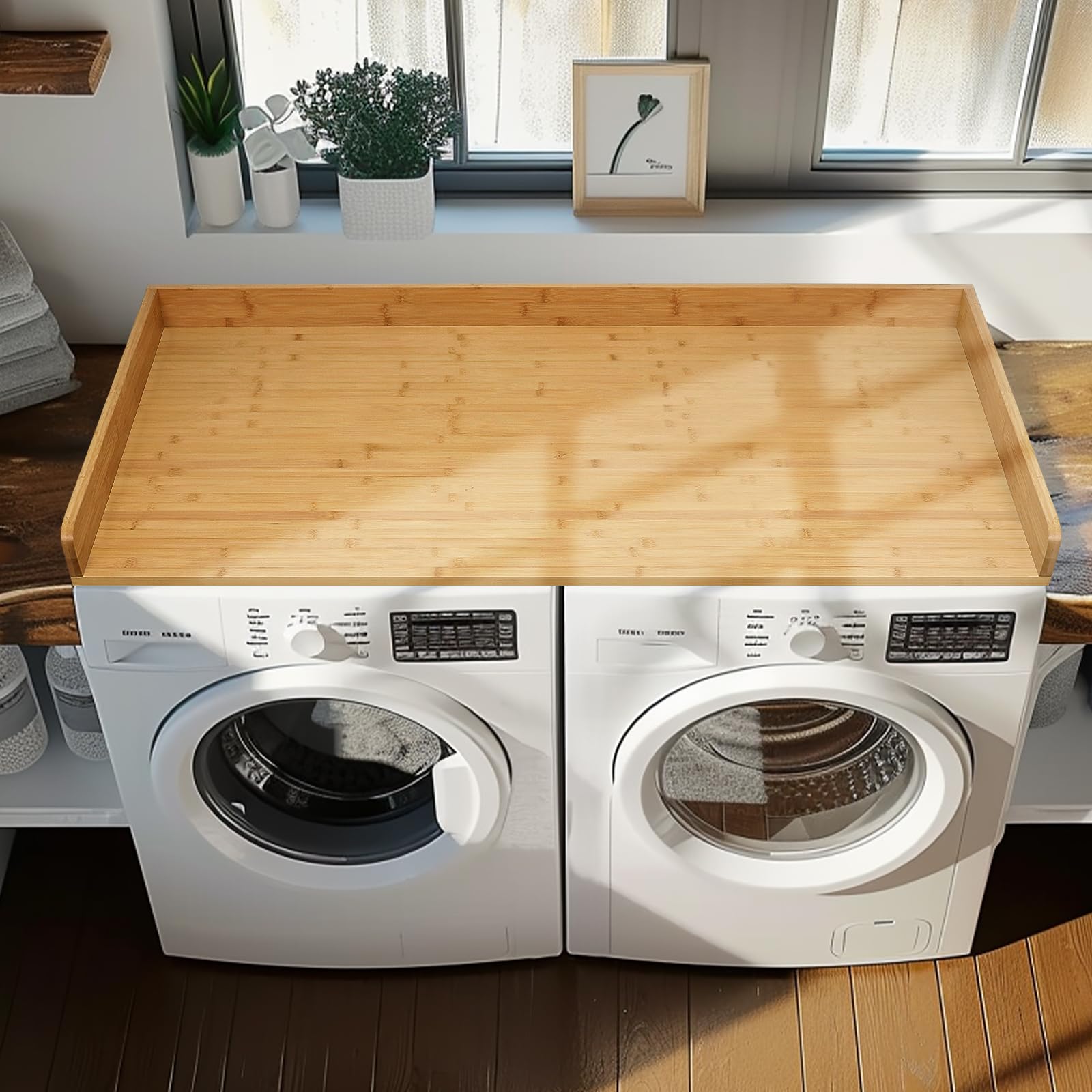 Gashell Washer Dryer Countertop, 27.5'' X 54'' Bamboo Washer And Dryer Countertop For Laundry Room Organization(Natural)