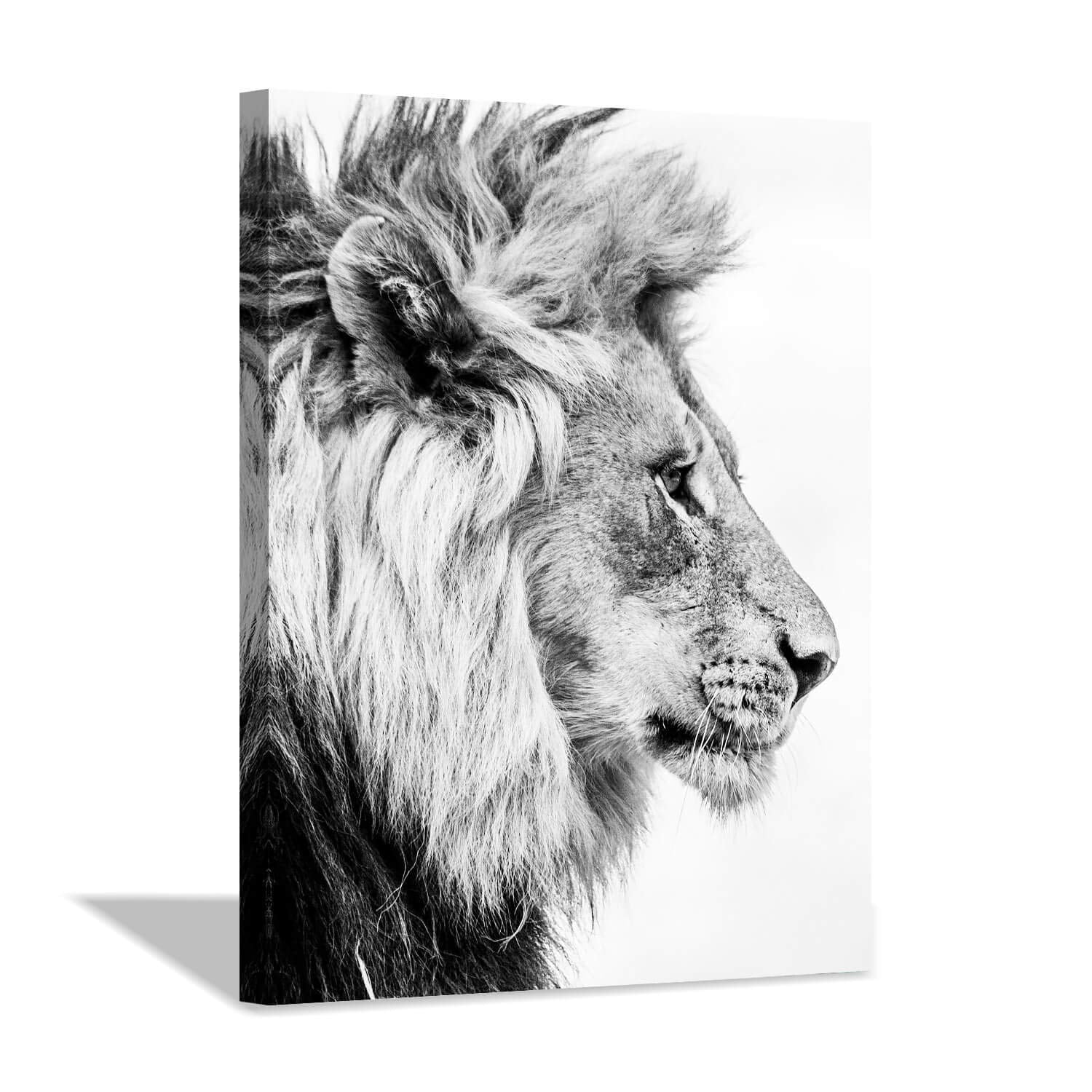 Hardy Gallery Lion Art Wall Decor Picture: Wildlife Portrait Graphic Artwork Print Painting On Wrapped Canvas (40''X30'')
