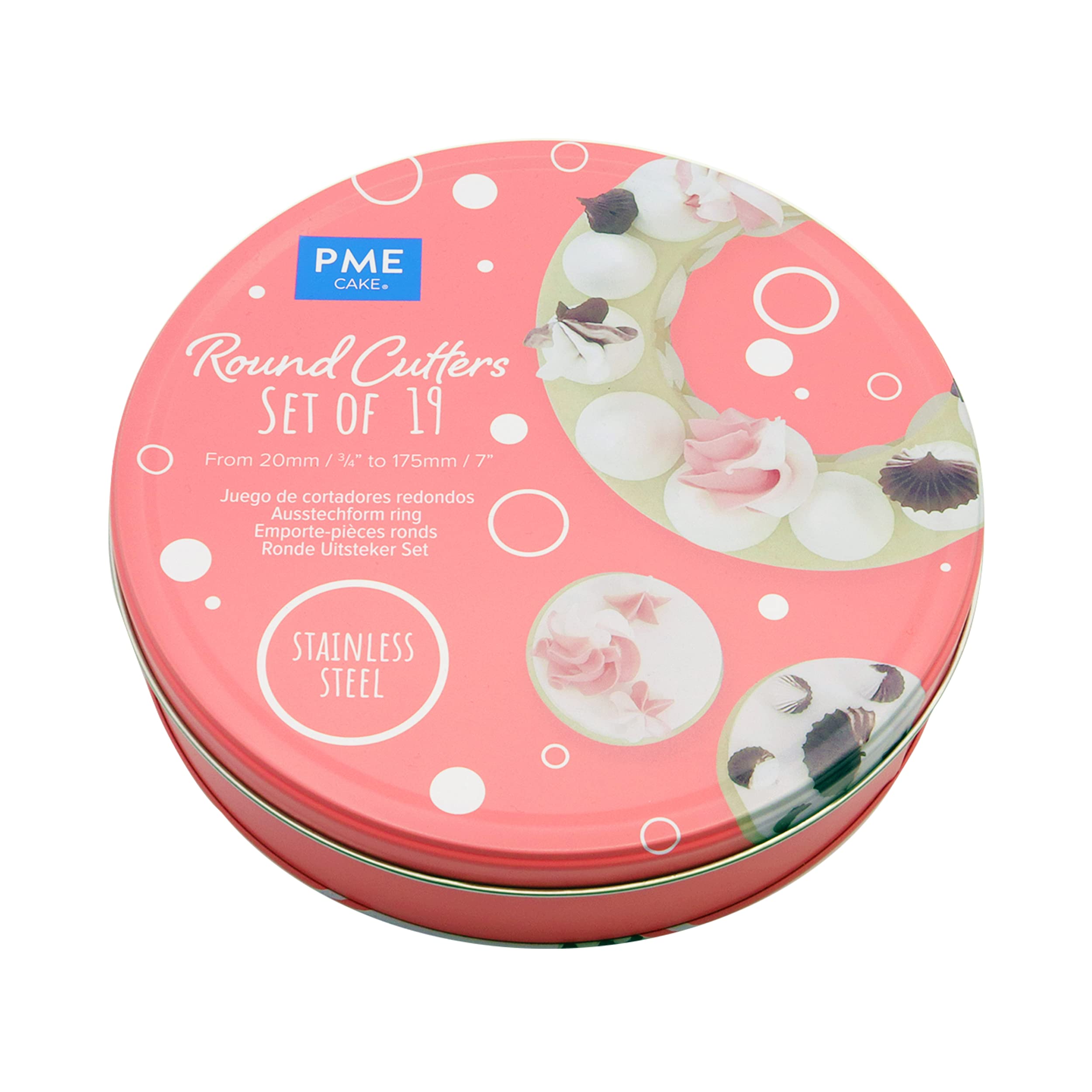 Pme Round Stainless Steel Cutters-Set Of 19, Standard, Siler