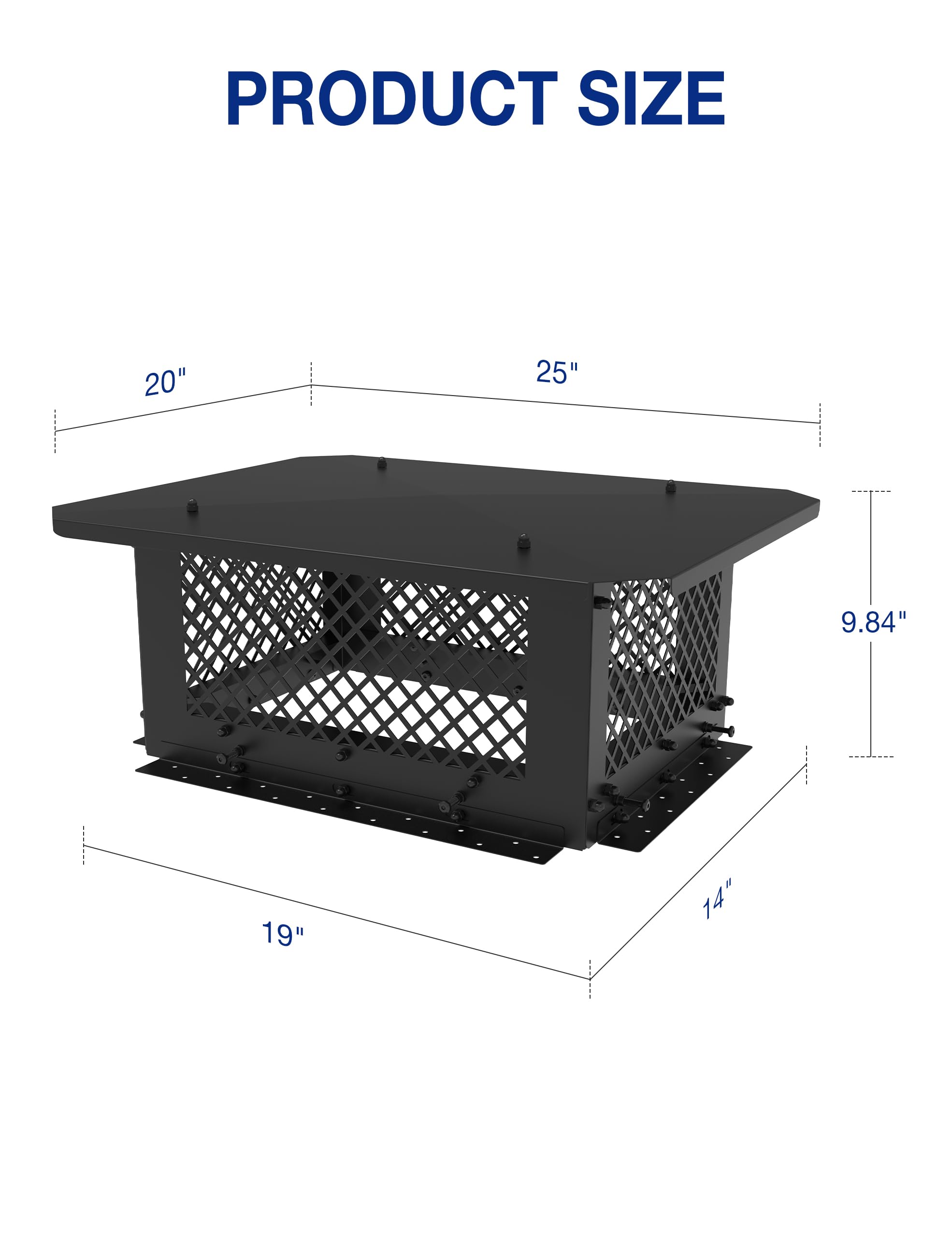Hahaemall Chimney Cap, 14'' X 19'' Chimney Cover, Chimney Rain Caps, Adjustable Fireplace Chimney Caps For Outside To Fit Existi