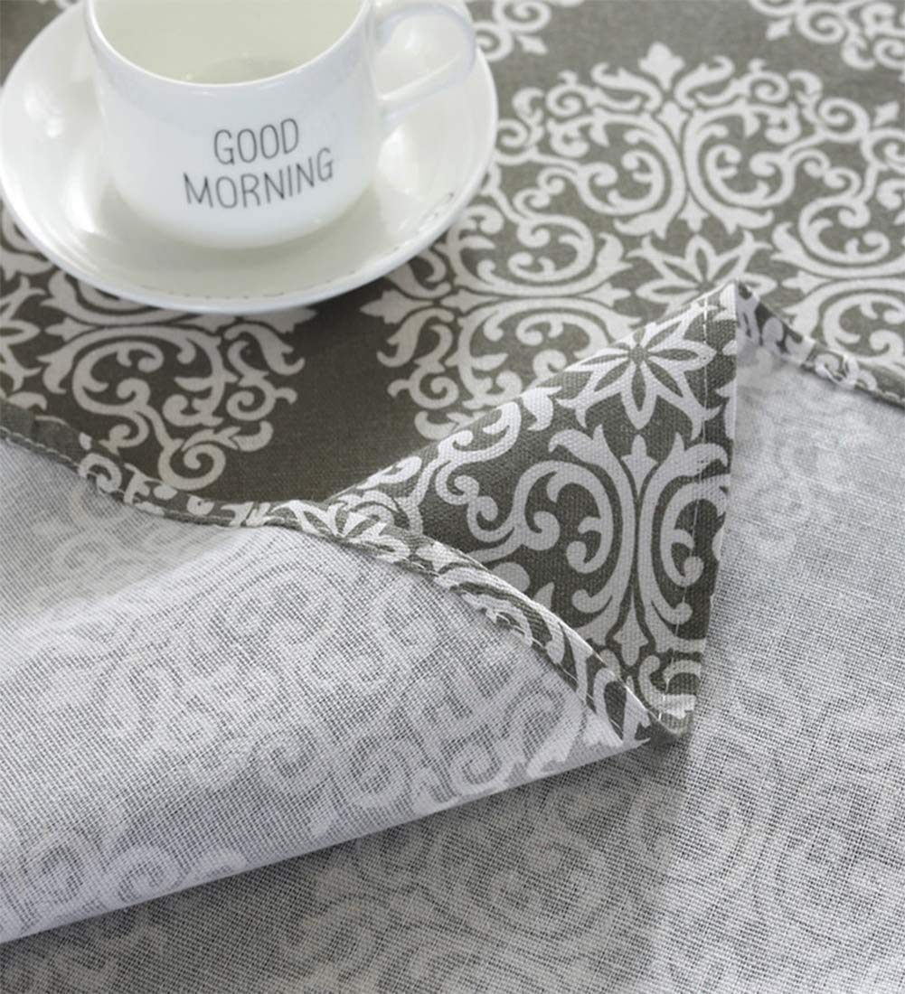 meioro Tablecloth Round Retro Tablecloths Grey Medallion Table Cloth Linen Table Cover for Dinner Home Restaurant Decor
