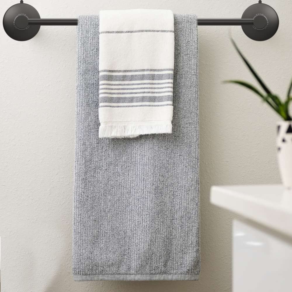 Dgyb Suction Cup Towel Bar For Bathroom 17 Inch Matte Black Towel Holder Stainless Steel Premium Kitchen Towel Rack Wall Mounted