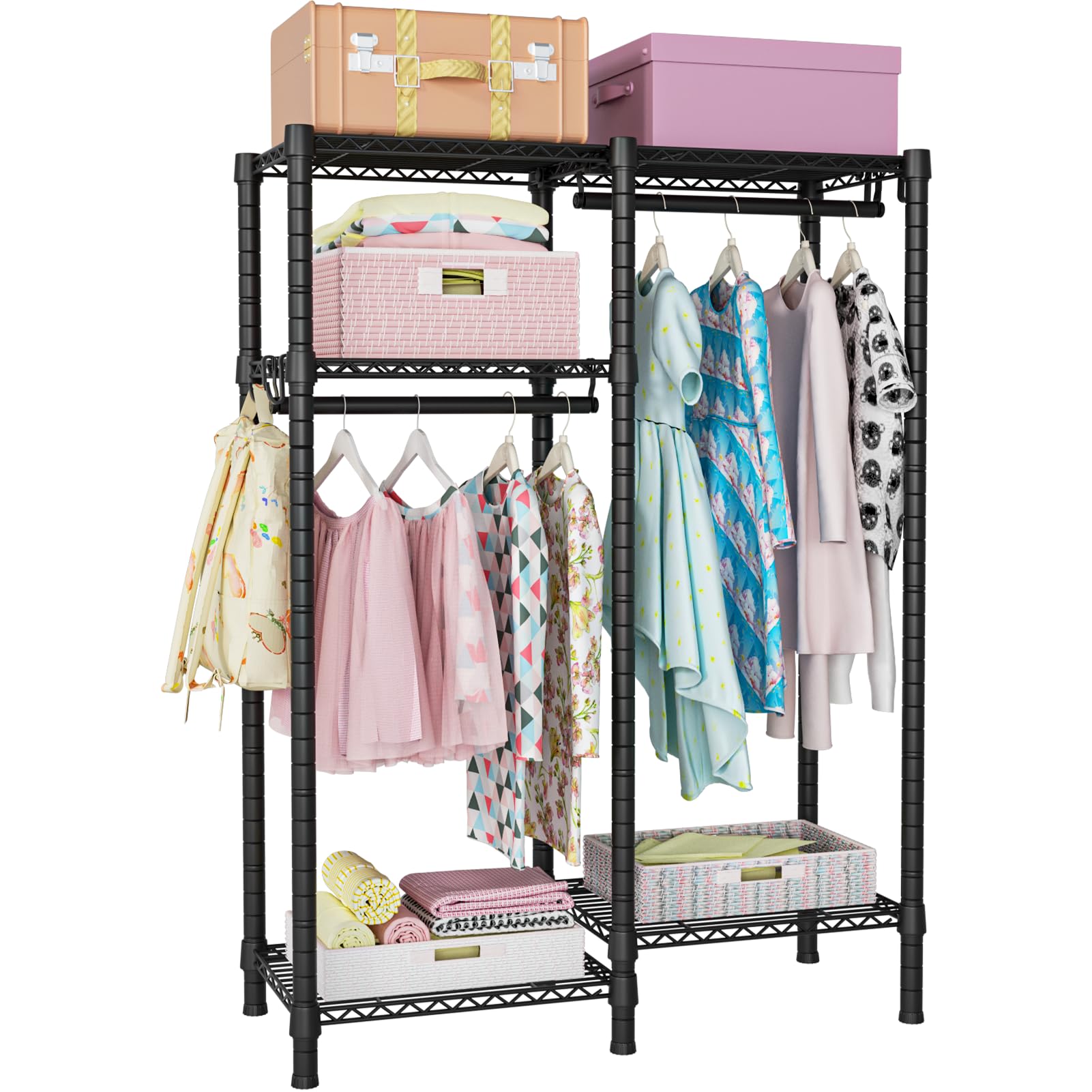 Ulif F1 Garment Rack For Kids, Baby, Students, And Children'S Room, 4 Tiers Freestanding And Portable Heavy Duty Closets, Small