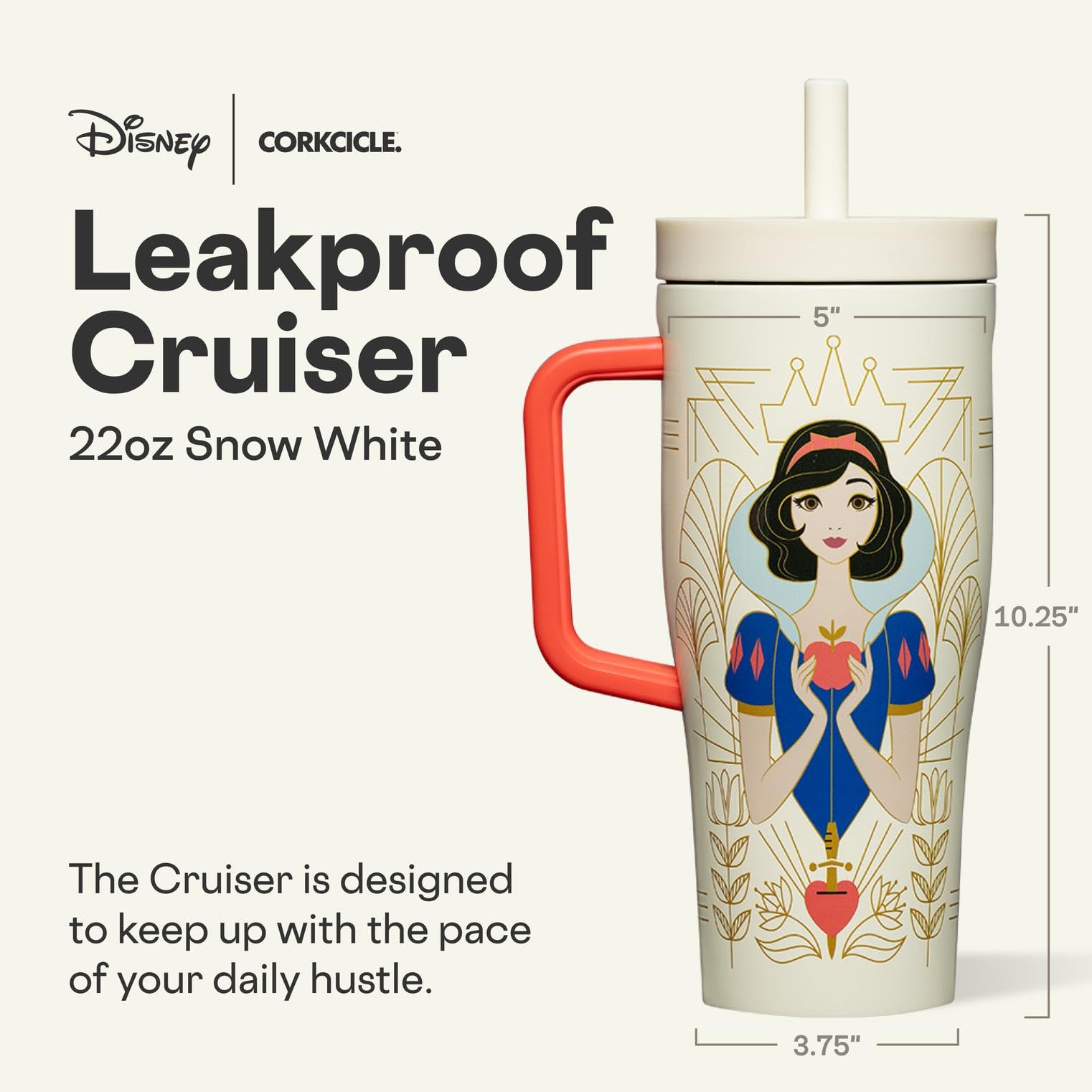Corkcicle Cruiser - Insulated Tumbler with Handle - Keeps Drinks Cold 20 Hours - Spill-Proof Dual Lid - Triple-Insulated - Summe