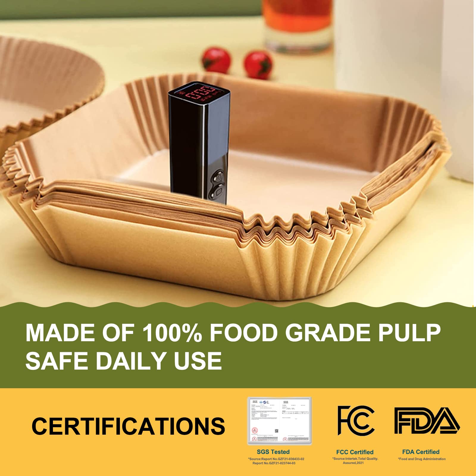 Liners for Air Fryer Basket  XL Disposable Air Fryer Paper Liners for Power XL  Chefman  Instant Pot Air Fryer Basket  Air Fryer Parchment Paper Liners 9.5 Inch Square  125PCS Air Fryer Oven Liners