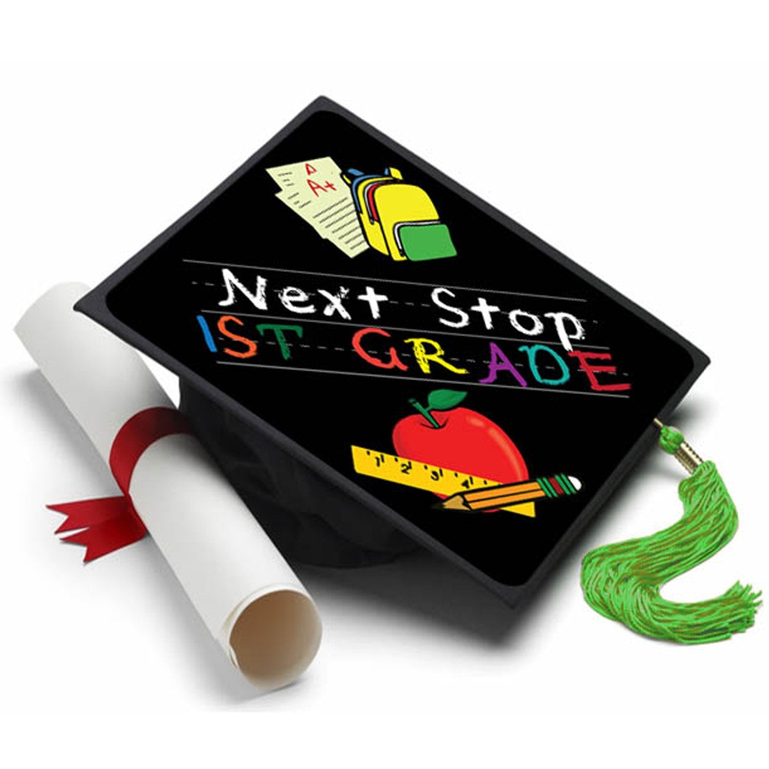 Tassel Toppers Next Stop First Grade Grad Cap (Topper + Grad Cap)