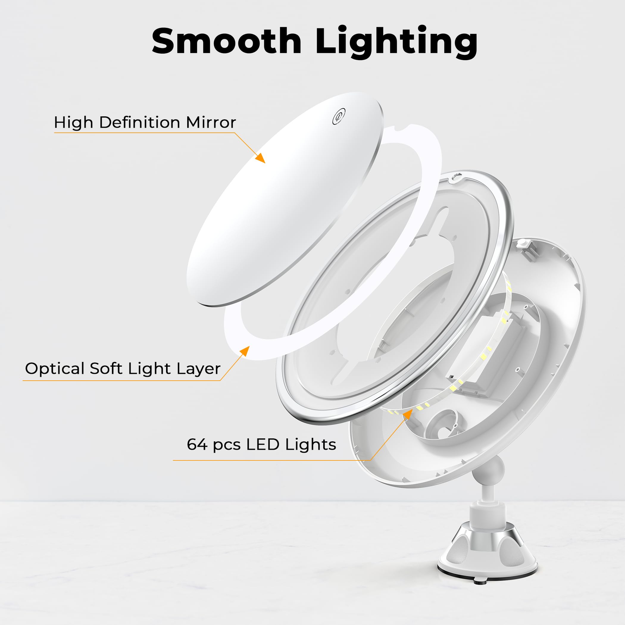 Tubbede 30X Magnifying Makeup Mirror With 3 Level Led Lights, 360 Rotation, Strong Suction, Portable Travel-Friendly Design, Per