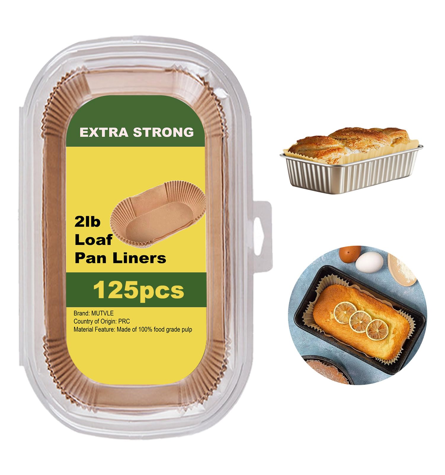 mutvle Loaf Pan Liners, 125Pcs Non-Stick Bread Pan Liners, Loaf Pan Parchment Liners, Paper Loaf Pans for Baking, 9x5 parchment 