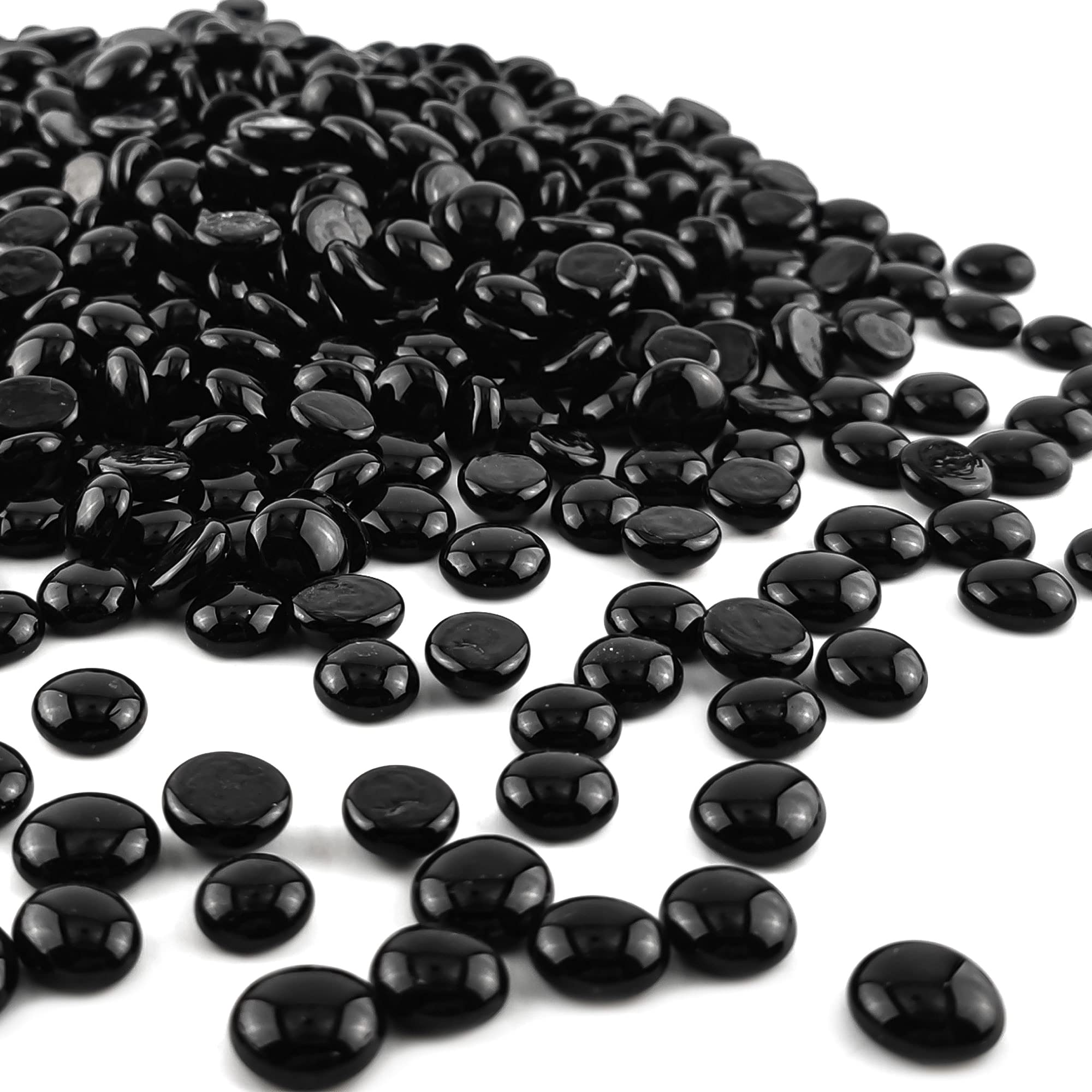 CYS EXCEL 5LBS Black Glass Gemstone Beads Vase Fillers Flat Marble Beads Multiple Color Choices Aquarium Decor Rocks Floral Ston
