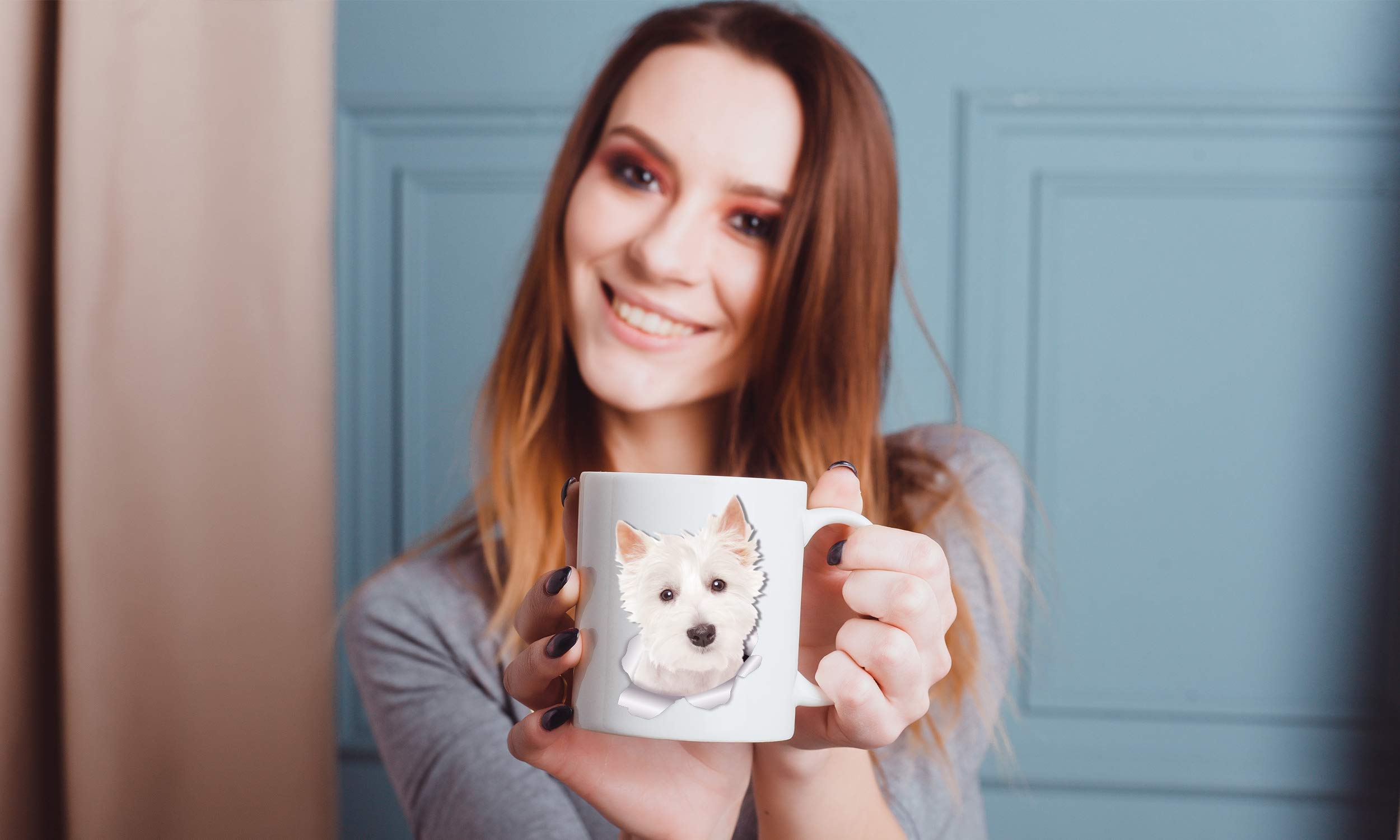 Winston & Bear Cute Westie Mug - West Highland White Terrier Ceramic Coffee Mug - Perfect Westie Gifts - Funny Cute Westie Dog C