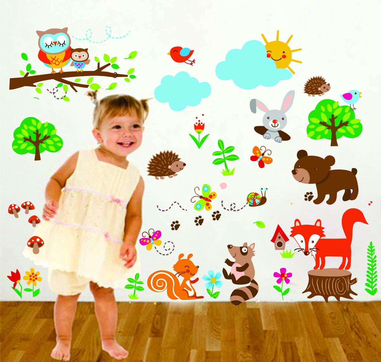 Decor Villa PVC Vinyl Animals 3D Wall Sticker JUST Peel & Stick New Modern Art & Trendy Wall Stickers for Home Decoration, Livin