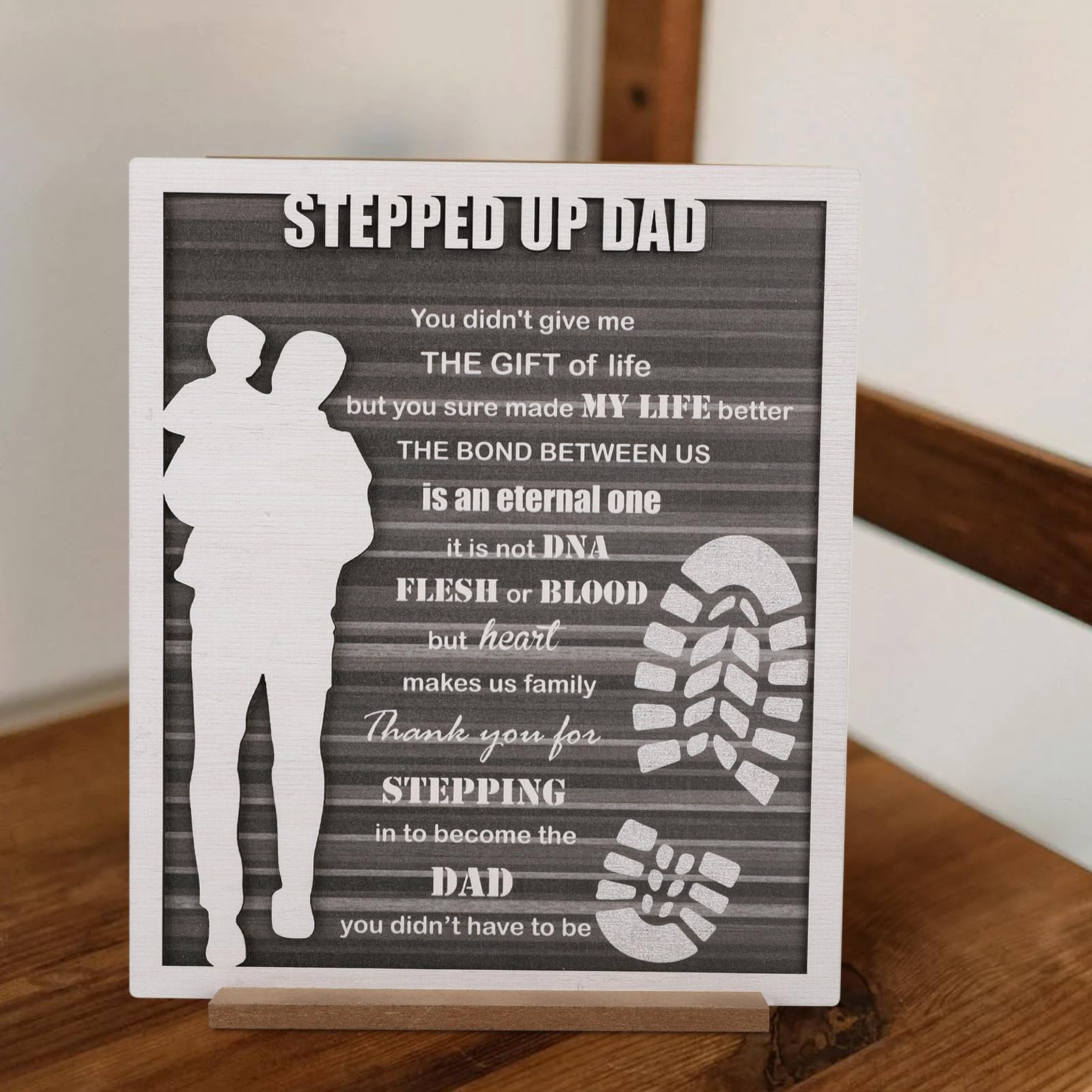 Fathers Day Step Dad Thank You Plaque - Gifts for Stepdad from Step Daughter Step Son, Step Father Birthday Gifts - bonus dad Gr