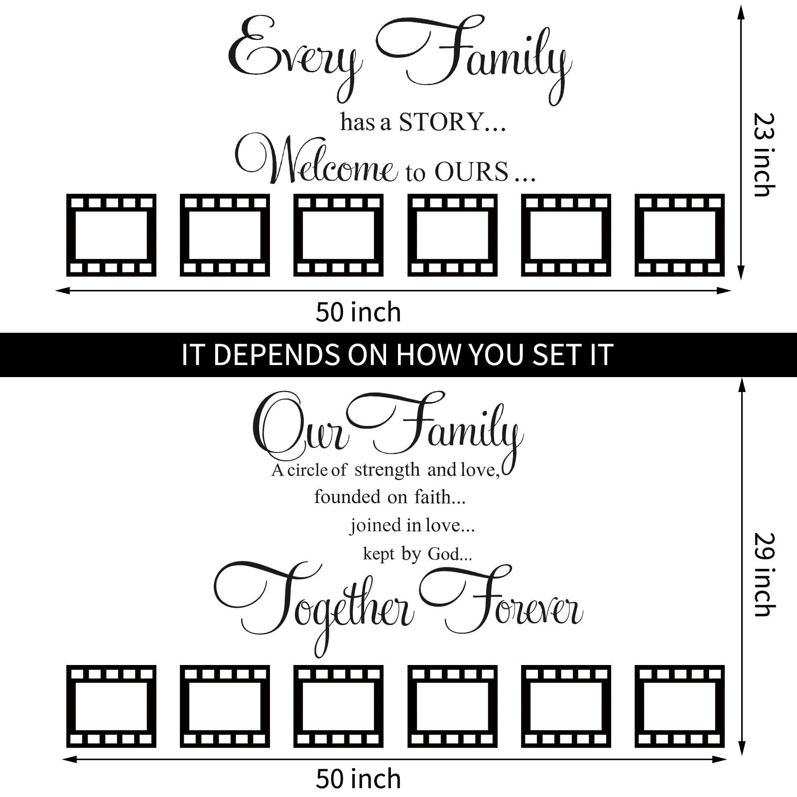 Family Wall Stickers Contains 12 Pieces Of Picture Frames, Every Family Has A Story Family Wall Stickers Our Family Is A Circle