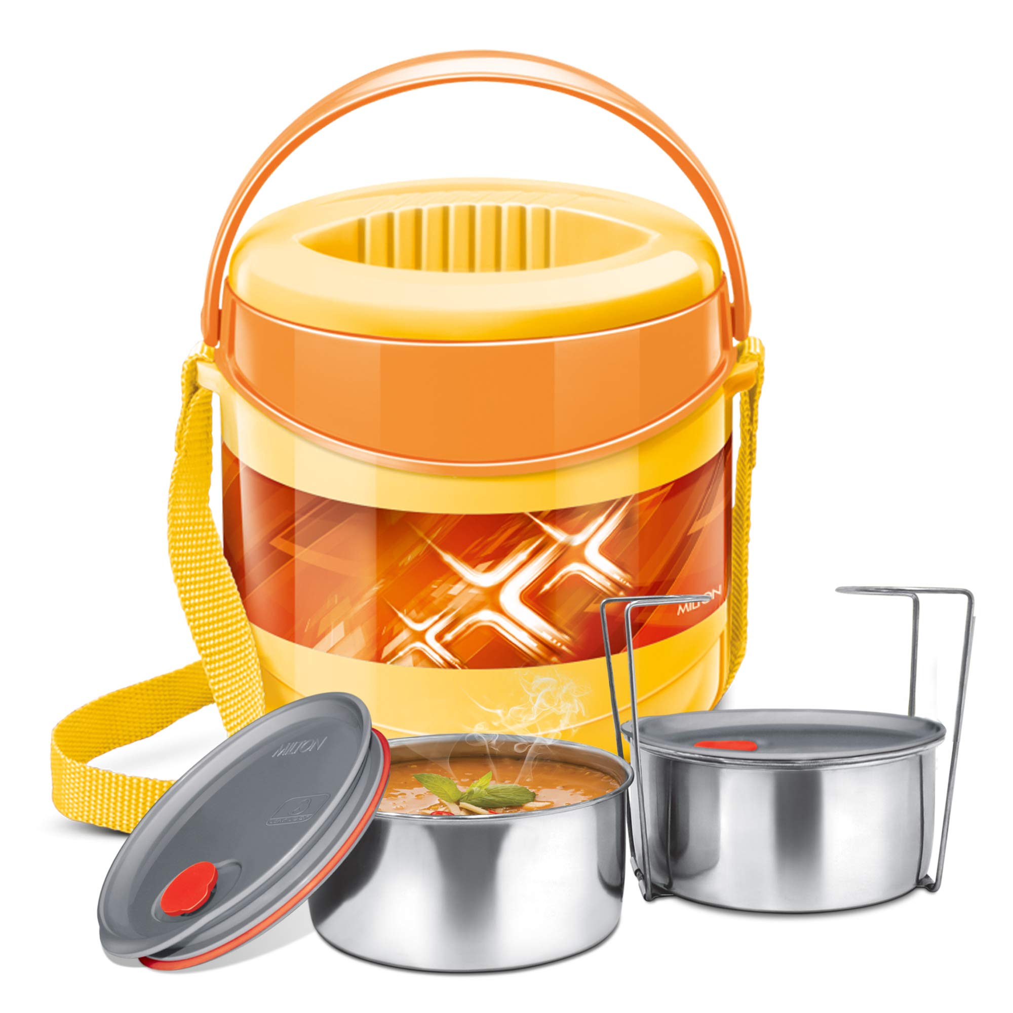Milton Econa Deluxe 2 Inner Stainless Steel Tiffin Box, Yellow