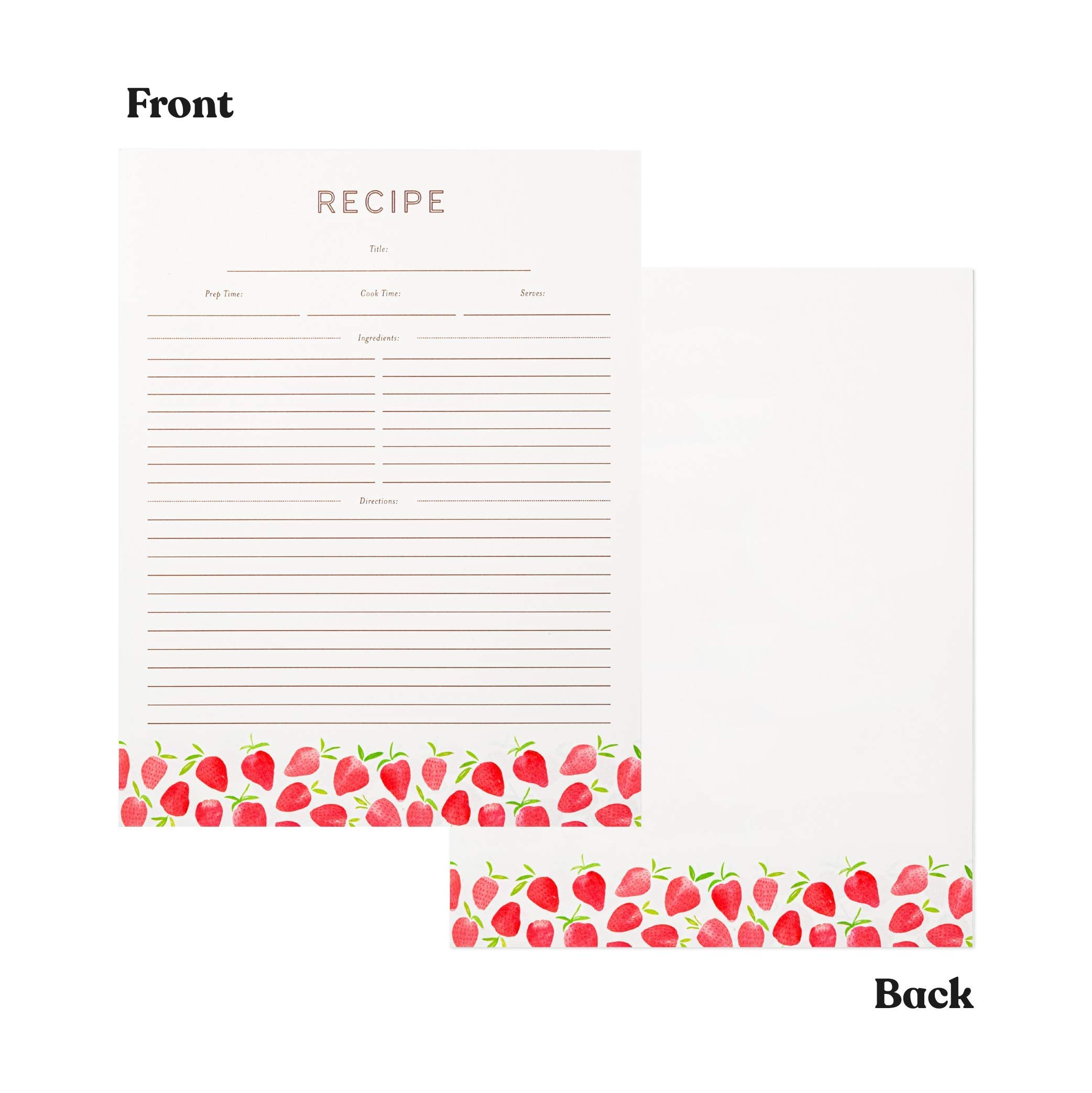 Recipe Binder Protective Sleeves and Printed Paper 8.5'' x 11'' Expansion Pack (Strawberry Wilds)