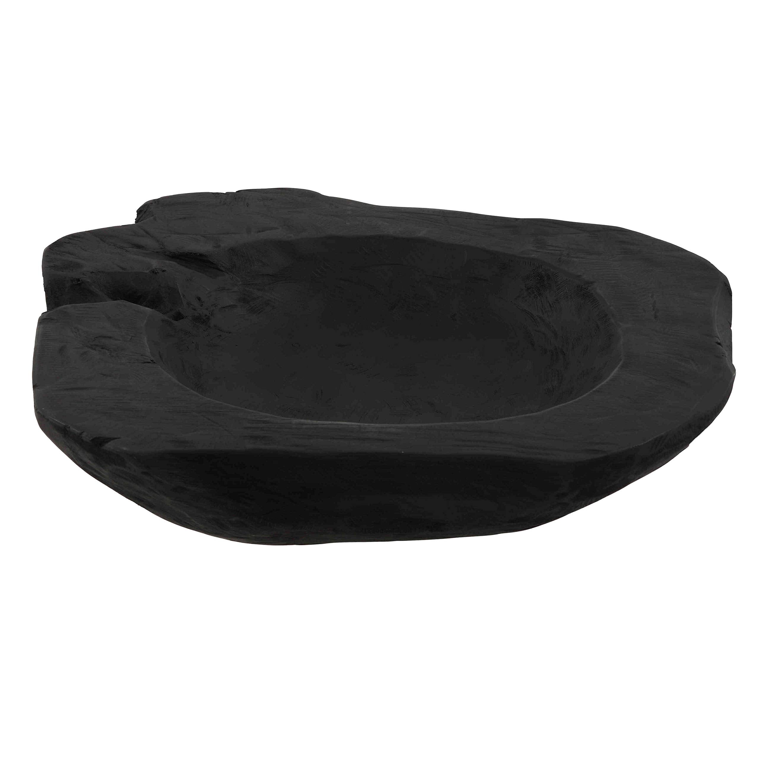 Bare Decor Lomax Wooden Decorative Bowl, Hand Made from Teak Root, Black, 15