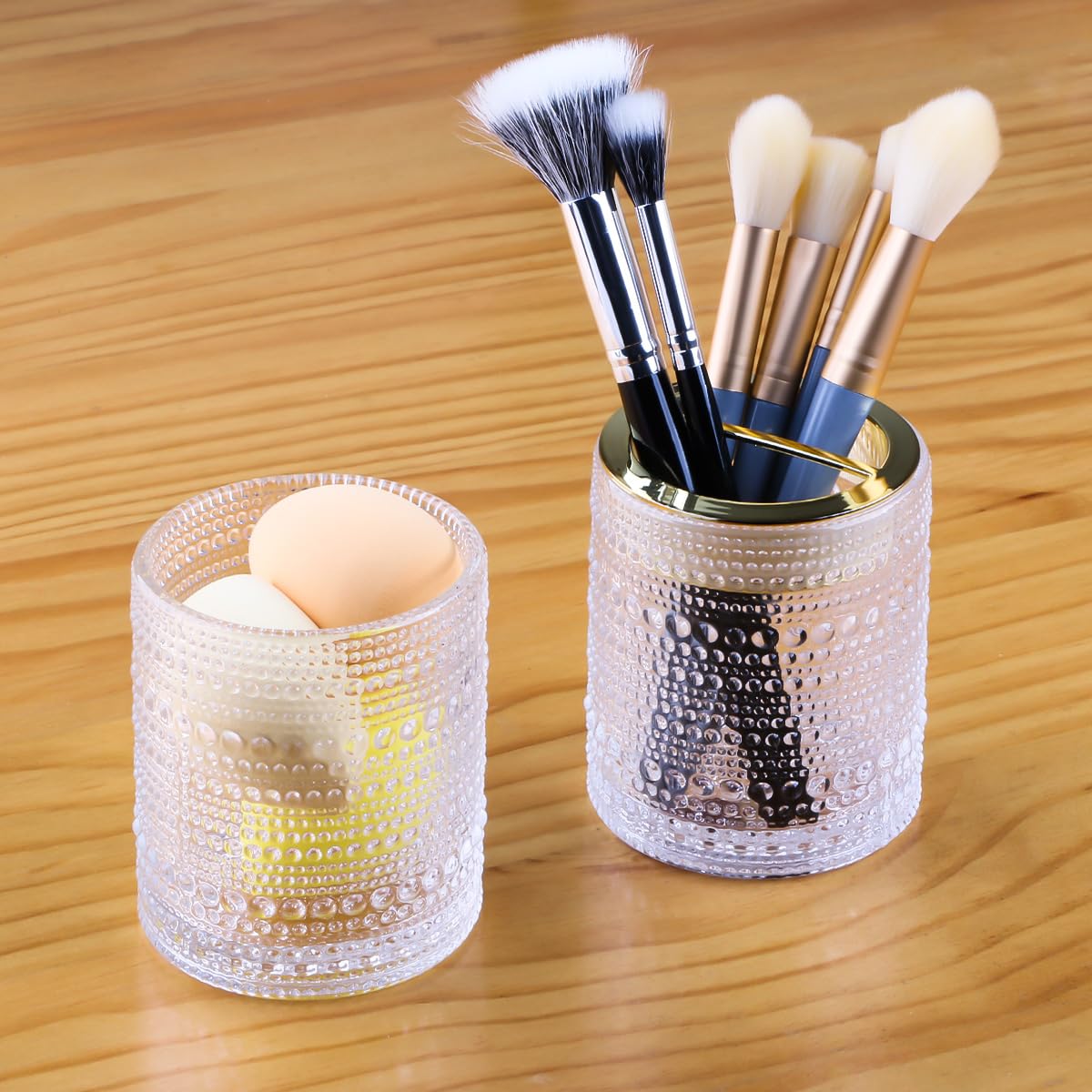Tonxus Toothbrush Holders For Bathrooms,Clear Glass Toothbrush And Toothpaste Holder,10Oz Bathroom Tumbler And Mouthwash Cup,Bat
