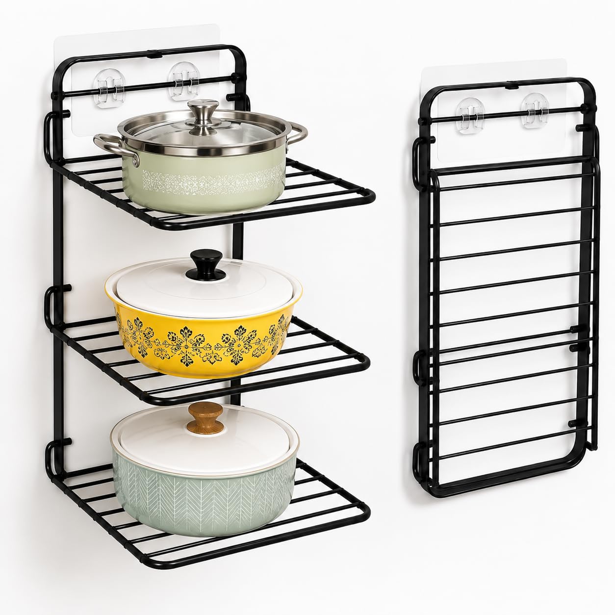 APPLICE Foldable Wall Mounted Kitchen Rack, 3 Tier Multipurpose Organizer