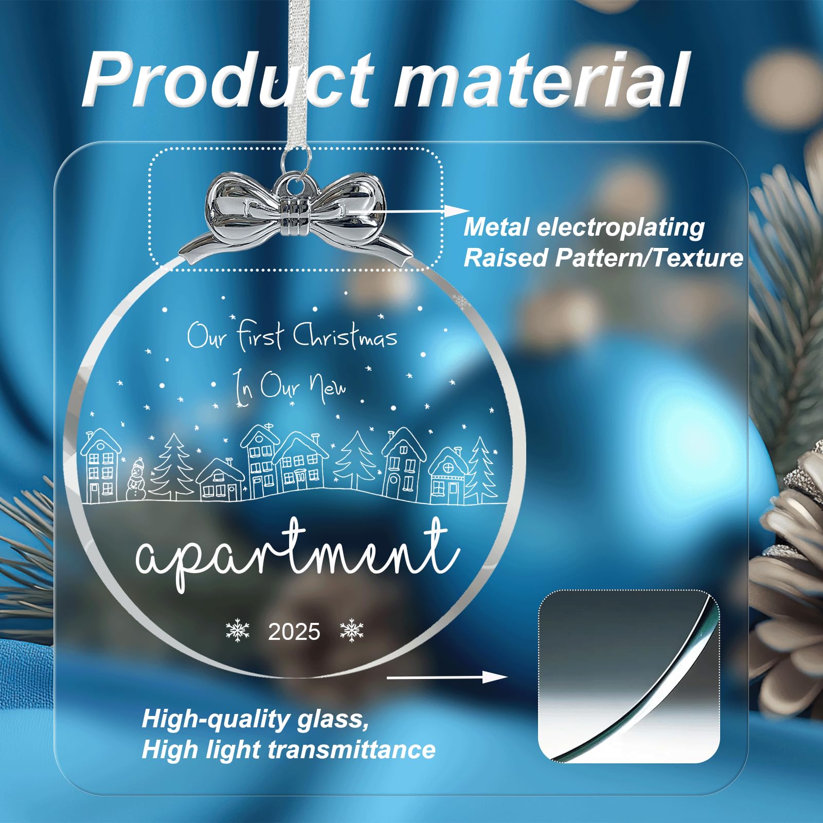 First Apartment Ornament 2025, Our First Christmas in Our New Apartment Gifts Ideas, New House Apartment D  cor with Glow in The