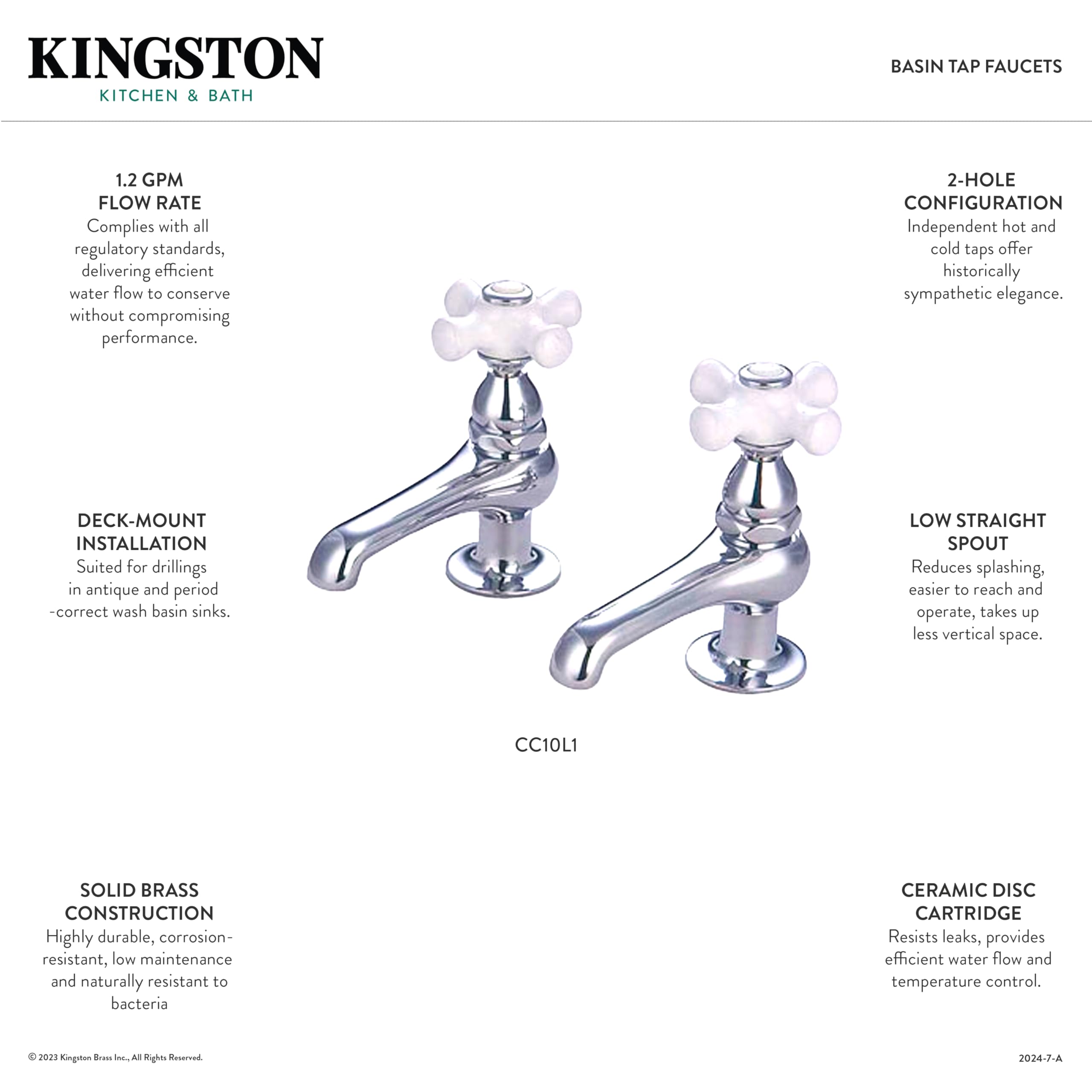 Kingston Brass CC10L1 Basin Faucet  Polished Chrome