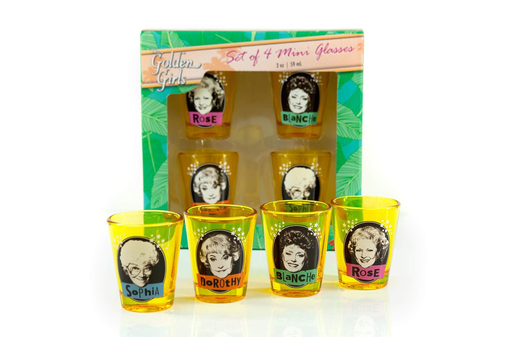 The Golden Girls Official Shot Glass Collectible Set | Features One Shot Glass For Each Golden Girl | Each Holds 2 Ounces