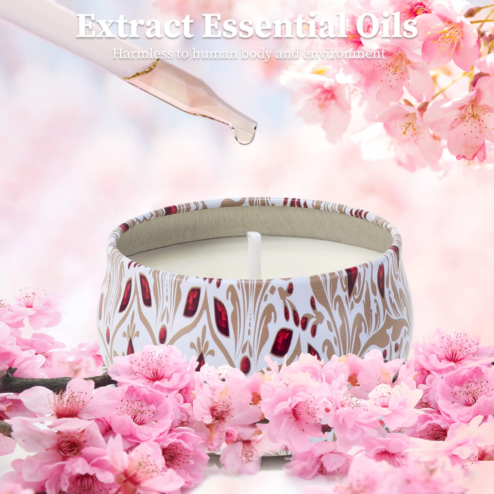 Aromatherapy Candles for Home Scented 2 Pack 2.5 oz Natural Floral Cherry and Vanilla Candles Set, Stress Relief Candles Gifts f