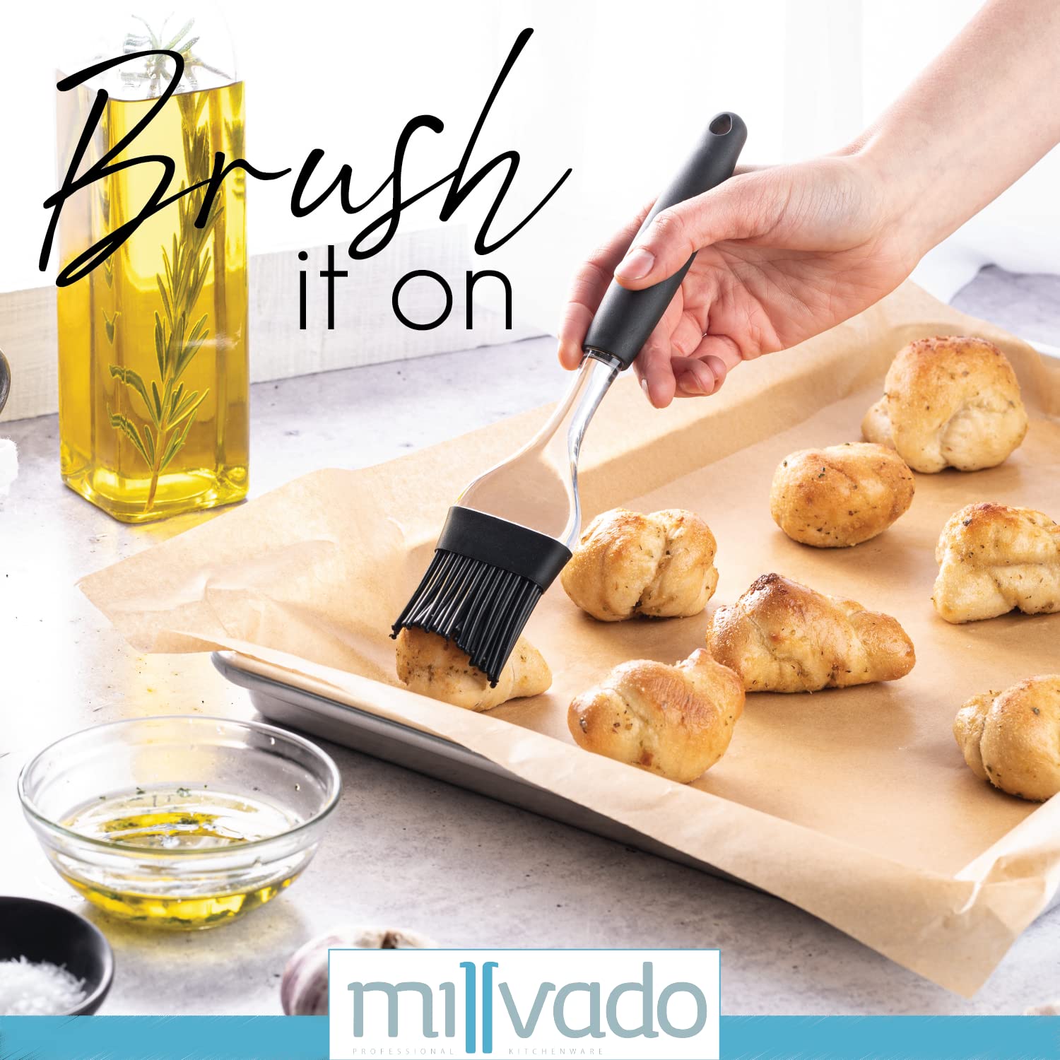 Millvado Silicone Basting Brush: Heat Resistant Cooking Brush For Oil And Sauce - Flexible Food Brush - Dishwasher Safe Basting