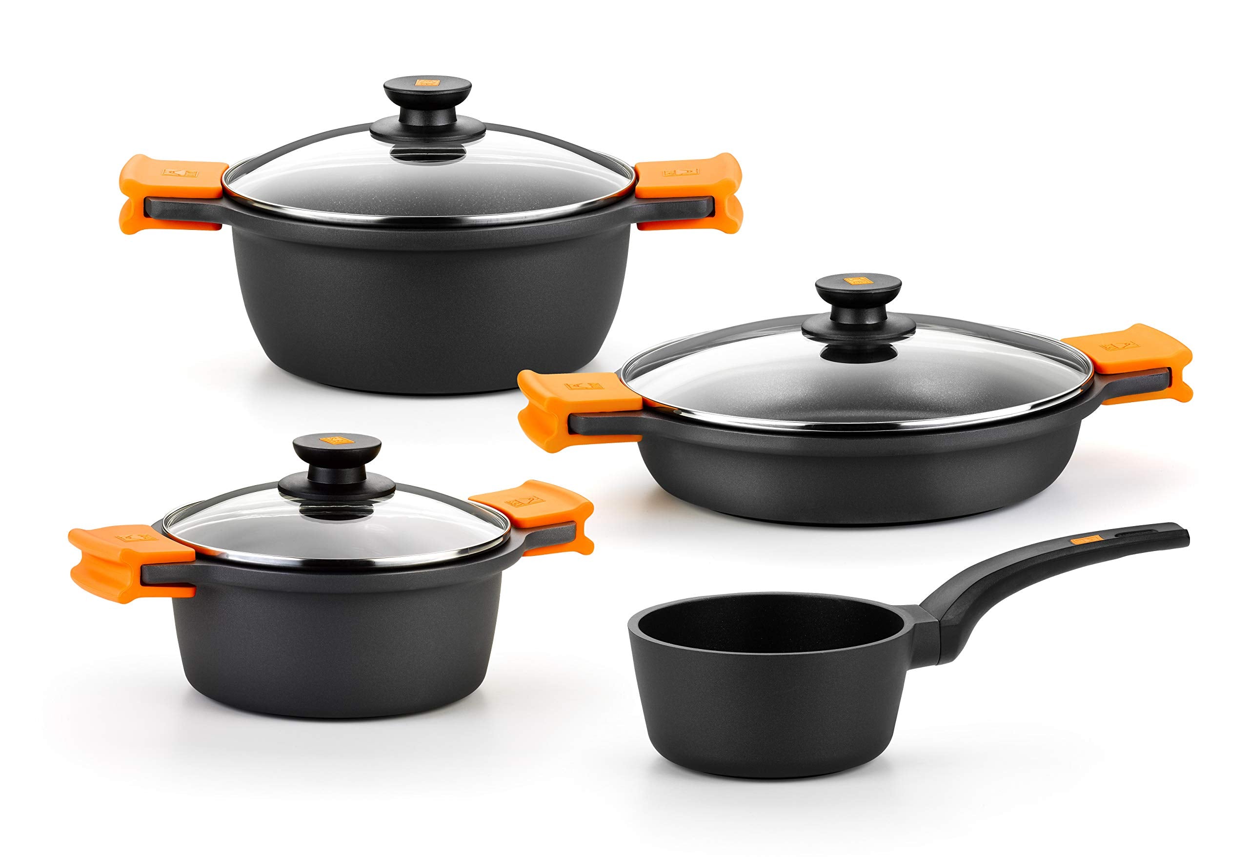 Bra Efficient 7Piece Cast Aluminium NonStick Cookware Set for All Heat Sources Including Induction