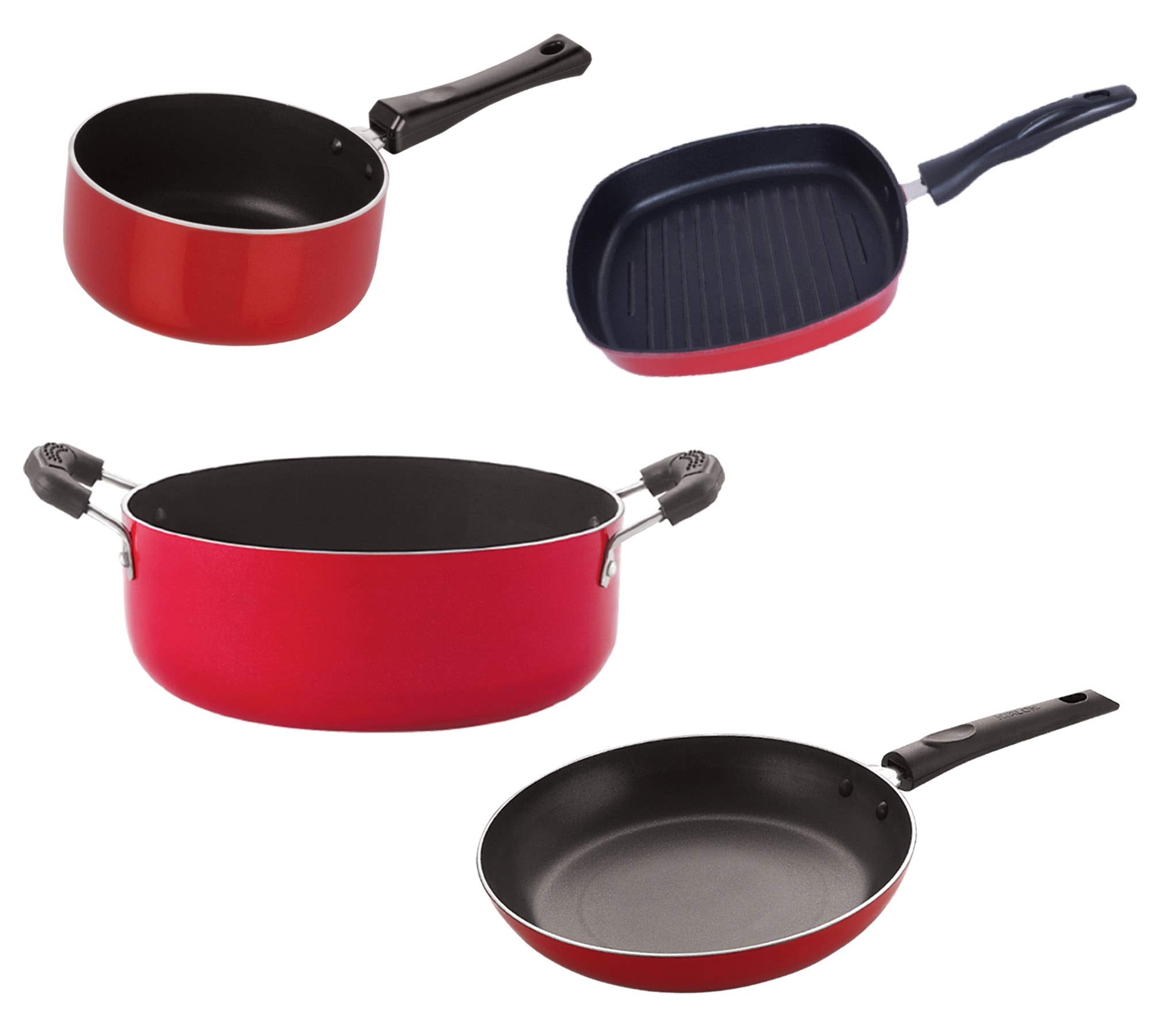 Nirlon 3 Layer Aluminium NonStick Coated Chemical Free Healthy Kitchenware Utensil Gift Item Set Of 4 Pieces (2.6Mm_Sp(B)_Gp(24