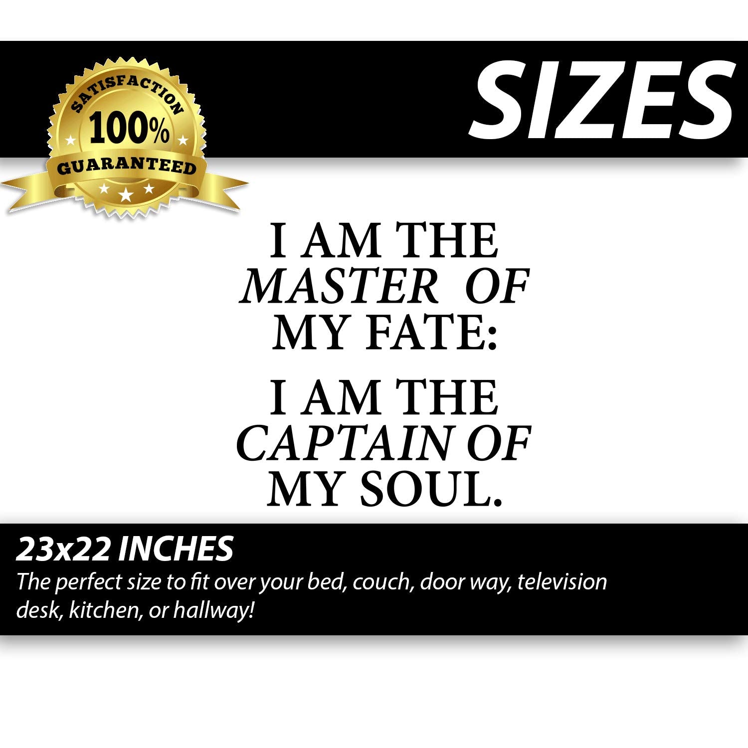 My Vinyl Story I Am The Master Of My Fate I Am The Captain Of My Soul Wall Sticker Inspirational Wall Decal Motivational Office