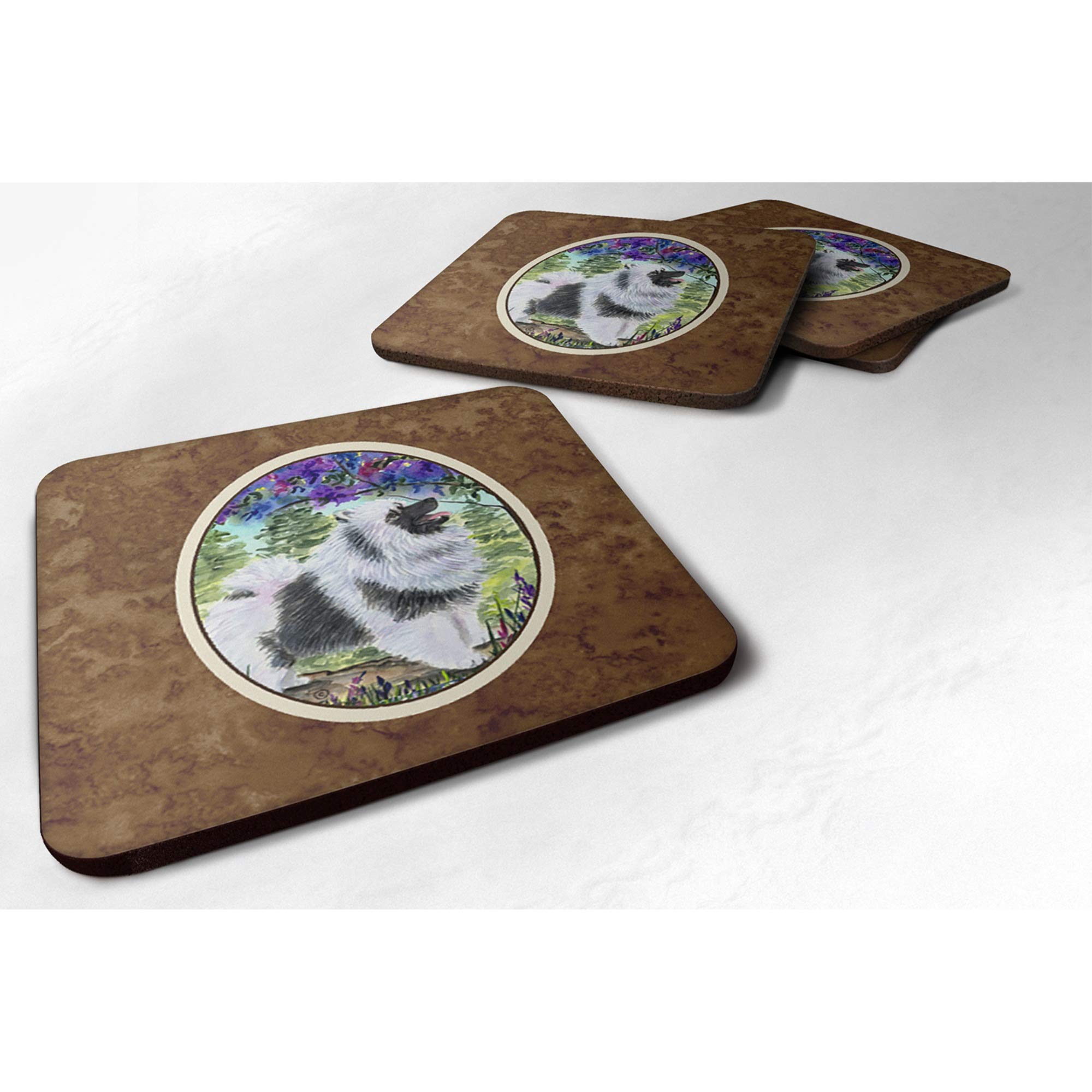 Carolines Treasures Keeshond Foam Coasters (Set of 4), 3.5 H x 3.5 W, Multicolor
