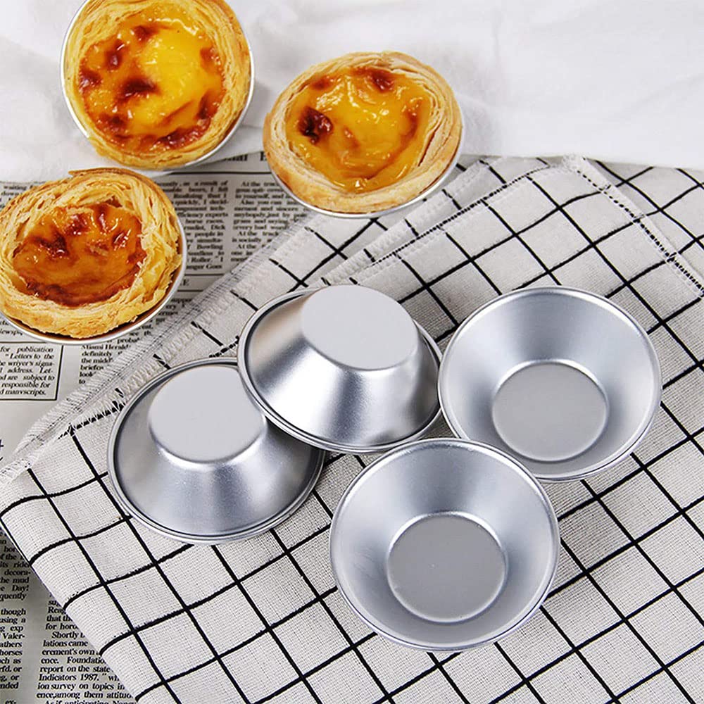 Yo-Yihhg 8Pcs Egg Tart Molds, Stainless Steel Cupcake Baking Mold Round Shape Reusable Dessert Molds For Home Kitchen (M)