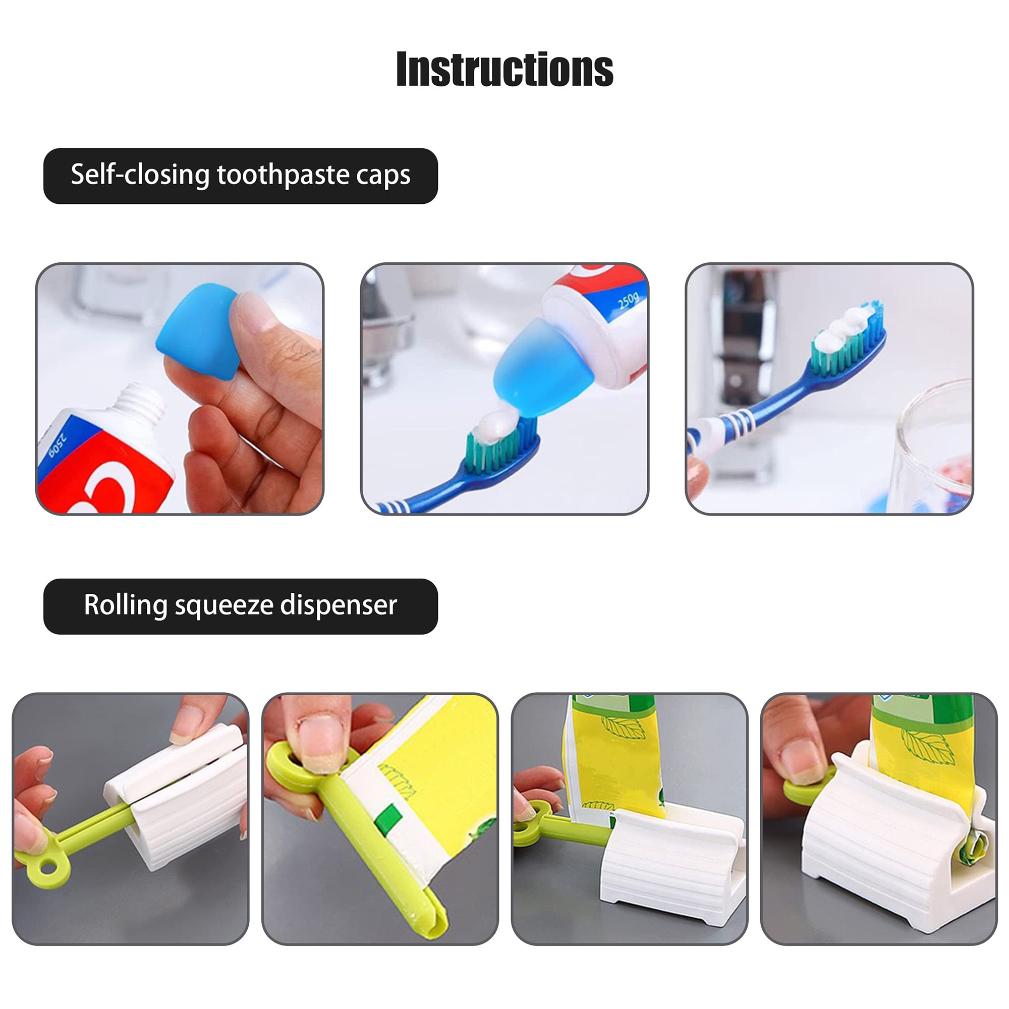 Self-Closing Toothpaste Caps,Tooth Paste Squeezer Topper,Silicone Dentifrice Tube Leak Proof Cover,Family Multipurpose Rolling D