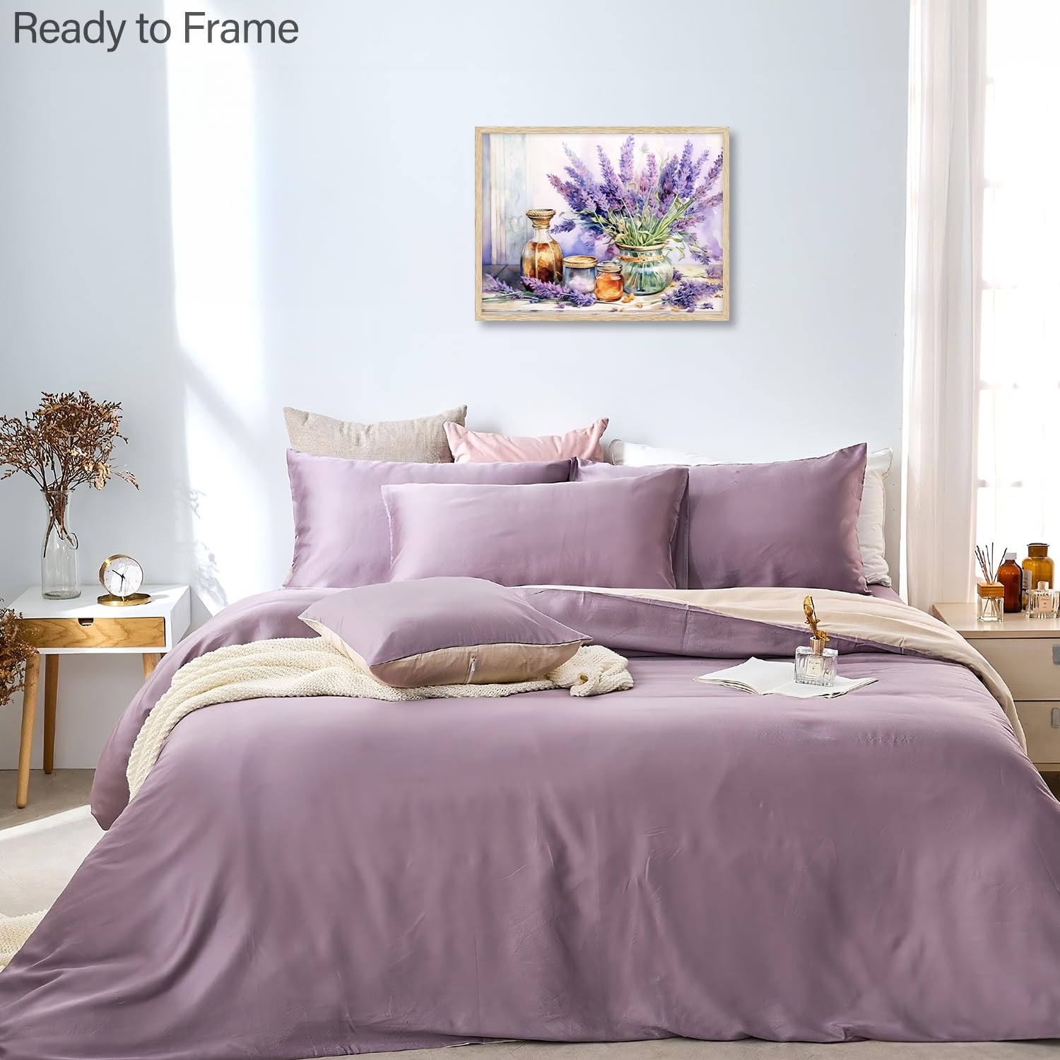 Purple Lavender Wall Art Lavender Bathroom Decor Rustic Country Purple Flower Pictures Artwork For Bathroom Bedroom Farmhouse 12
