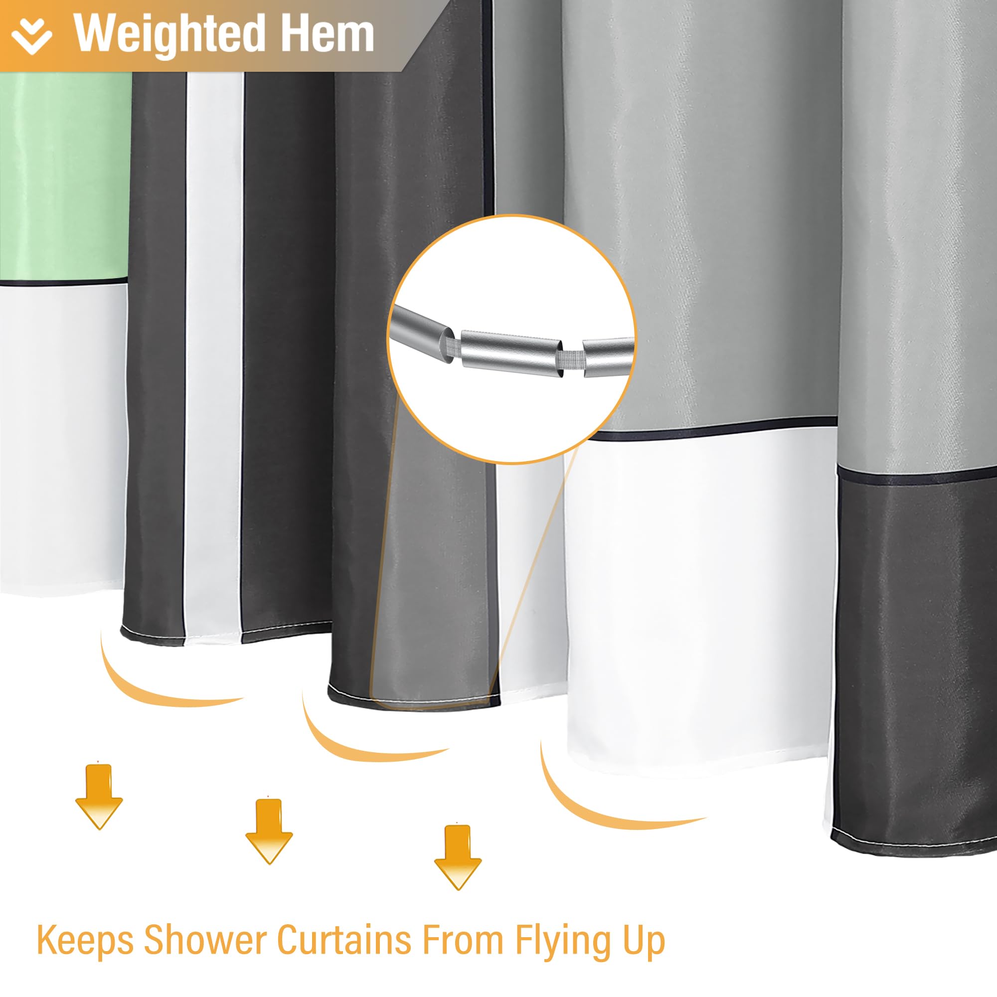 Bttn 78 Inch Long Shower Curtain, Tall Geometric Abstract Fabric Shower Curtain Set With Plastic Hooks, Large Modern Luxury Neut