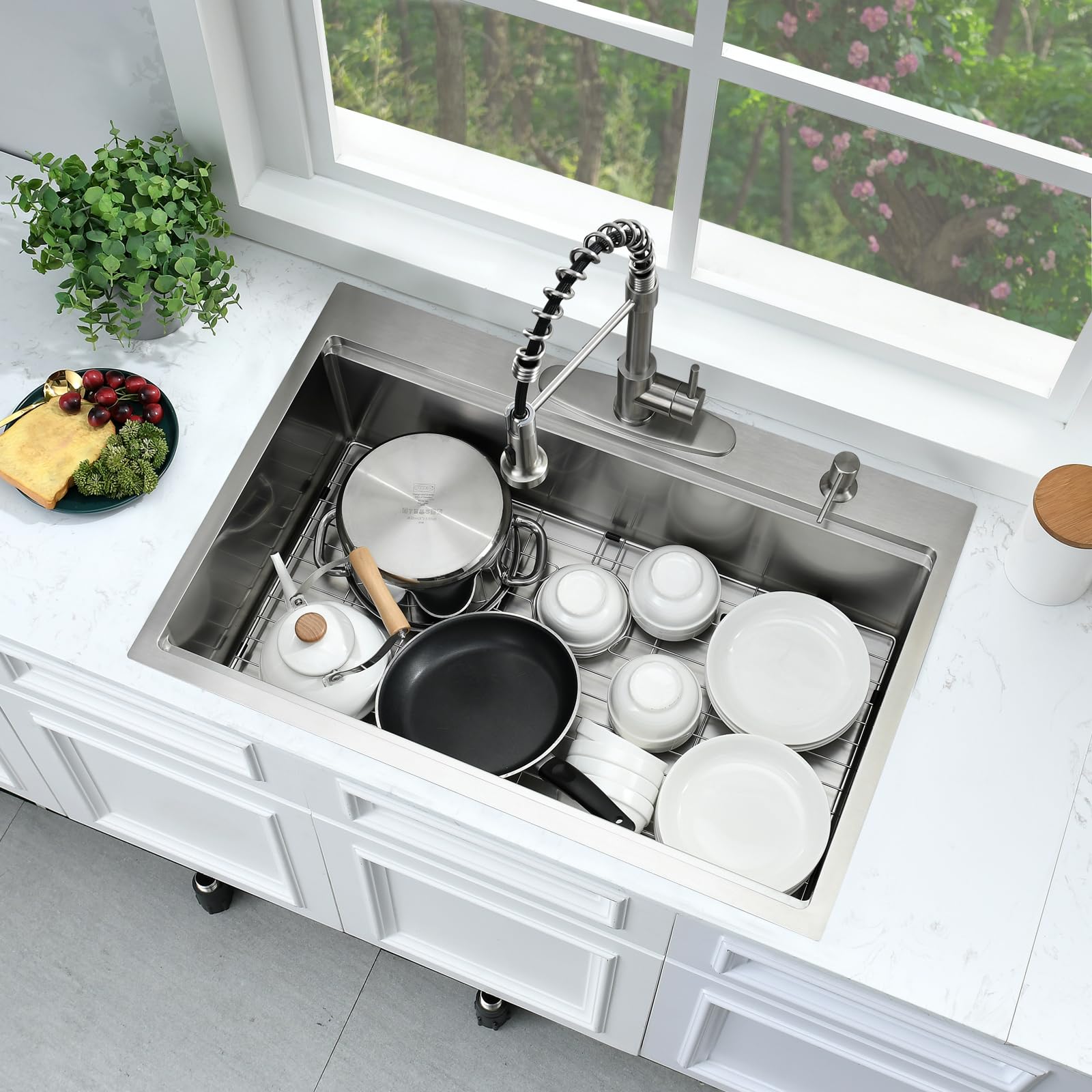 33 In Drop In Kitchen Sink Workstation-Bokaiya Kitchen Sink 33x22 Drop In Workstation Sink Topmount 16 Gauge Single Bowl Stainless Steel Kitchen Sink with Cutting Board