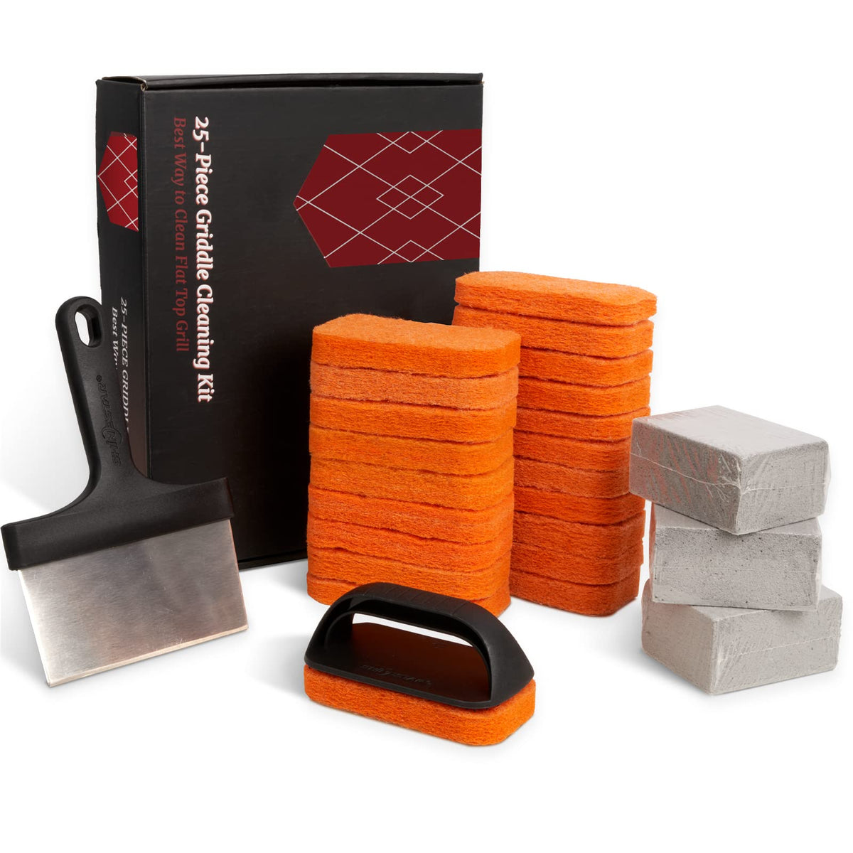 Shinestar Griddle Cleaning Kit For Blackstone, 25 Piece Complete Flat Top Griddle Accessories With Griddle Scraper, Scouring Pad