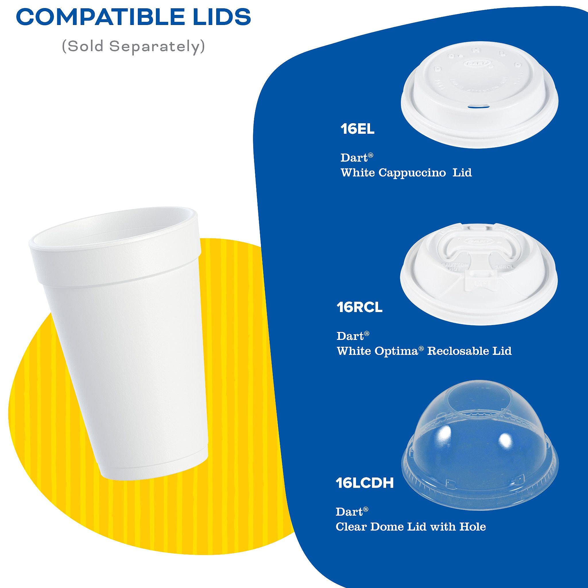 DART white foam cups 16 oz 25 cups