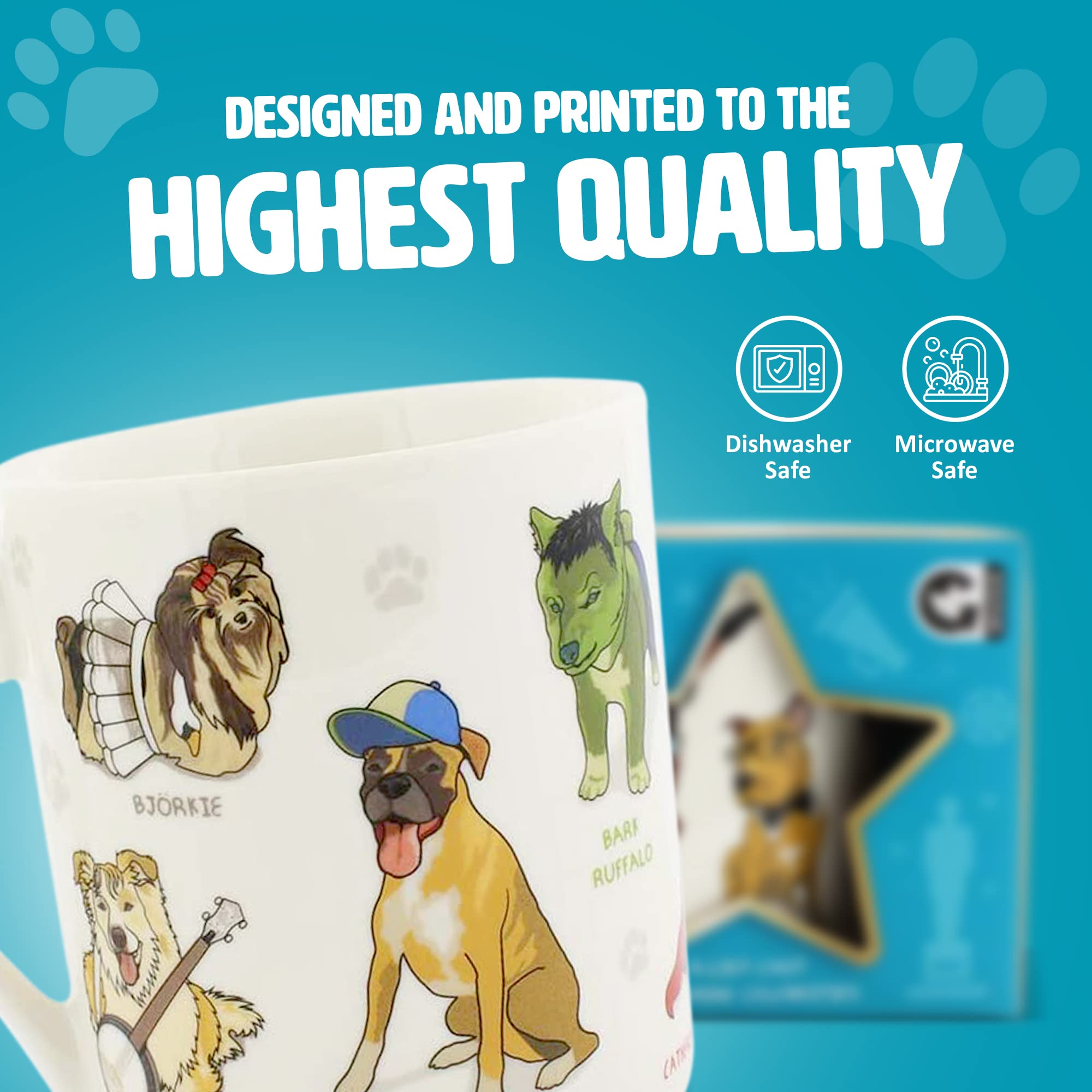 Ginger Fox Celebrity Dog Novelty Mug - Features 9 Celebrities Turned Into Dogs - Dishwasher & Microwave Safe