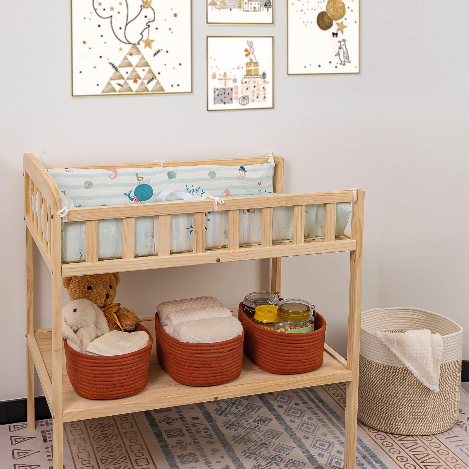 Cubesland Woven Baskets For Storage, Closet Storage Basket Bins For Shelves, Rope Baskets For Organizing, Baby Nursery Toy Organ