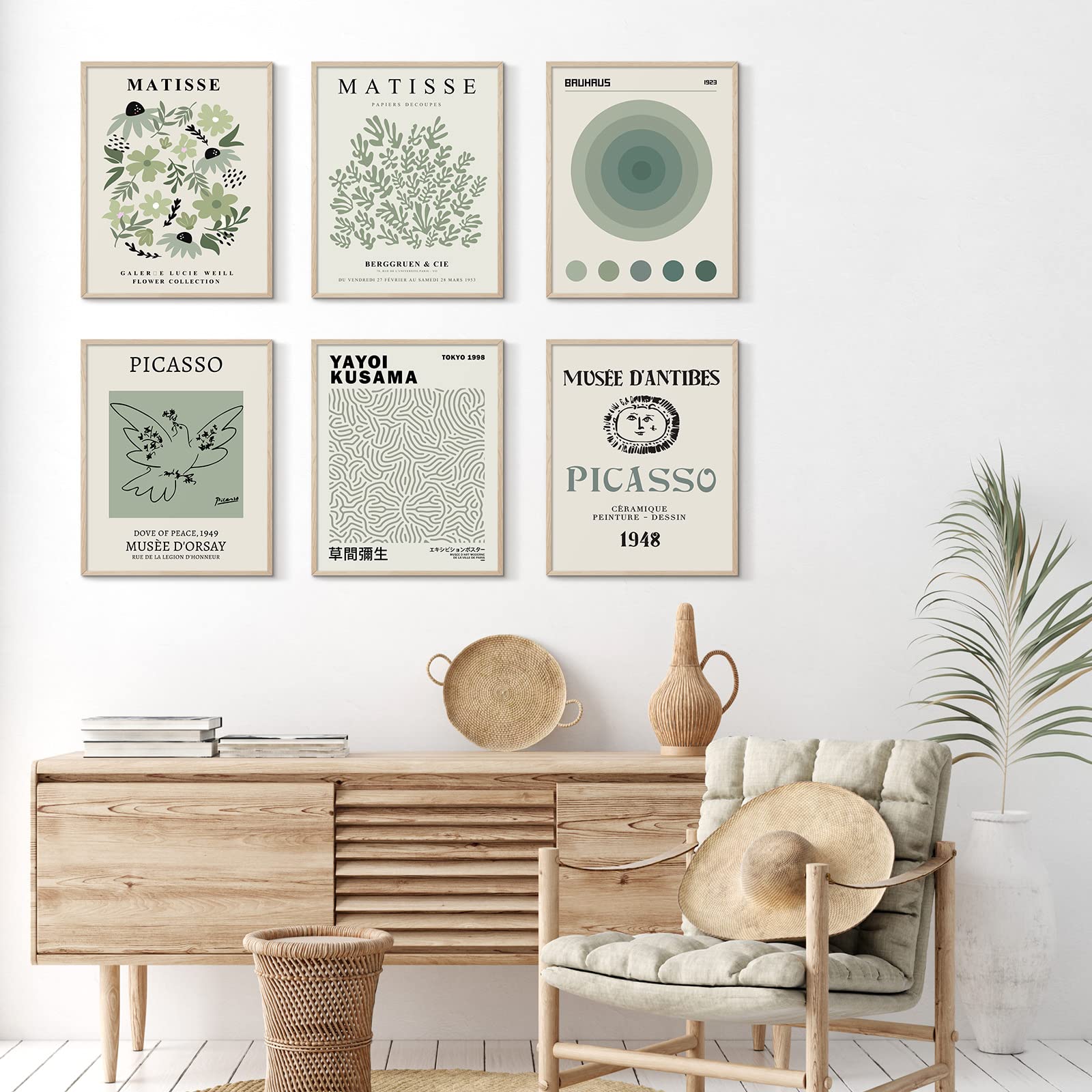 Habseligkeit Sage Green Matisse Wall Art Posters, Boho Vintage Master Wall Decors, Posters For Room Aesthetic Unframed, 11X14In,