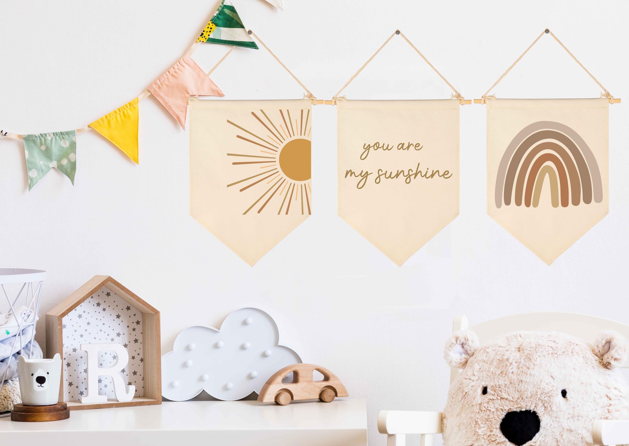 You Are My Sunshine-Sun Rainbow-Baby Flag Gift Shower-Flag Decor Gifts for Boys Girls Kids-Canvas Hanging Banner Wall Sign Prese