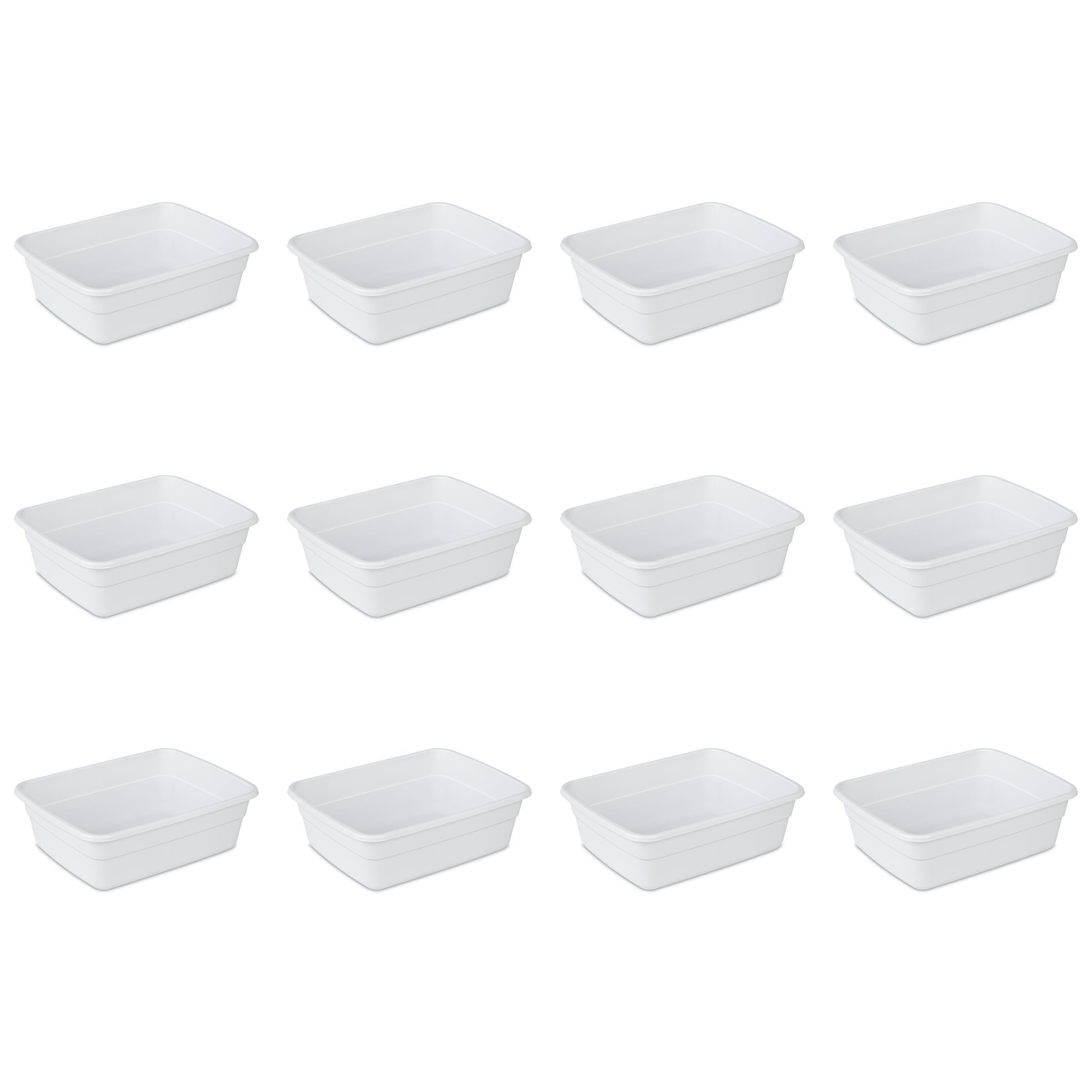 Sterilite 8 Qt Dishpan, Bin Ideal For Soaking And Cleaning Dirty Dishes In The Kitchen Sink, White, 12-Pack